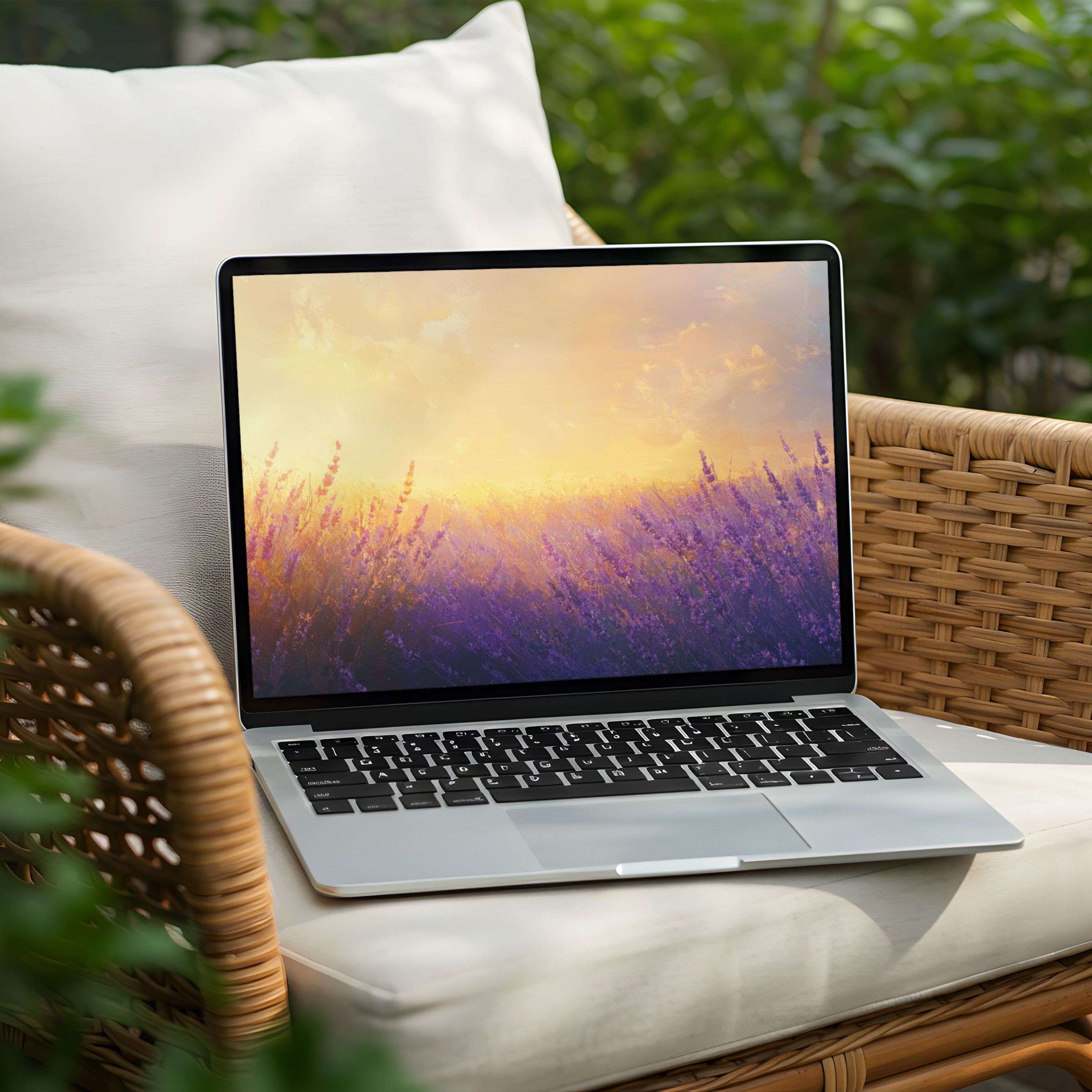 Lavender field desktop background on laptop offers instant download for PC users seeking calm and inspiring design elegance