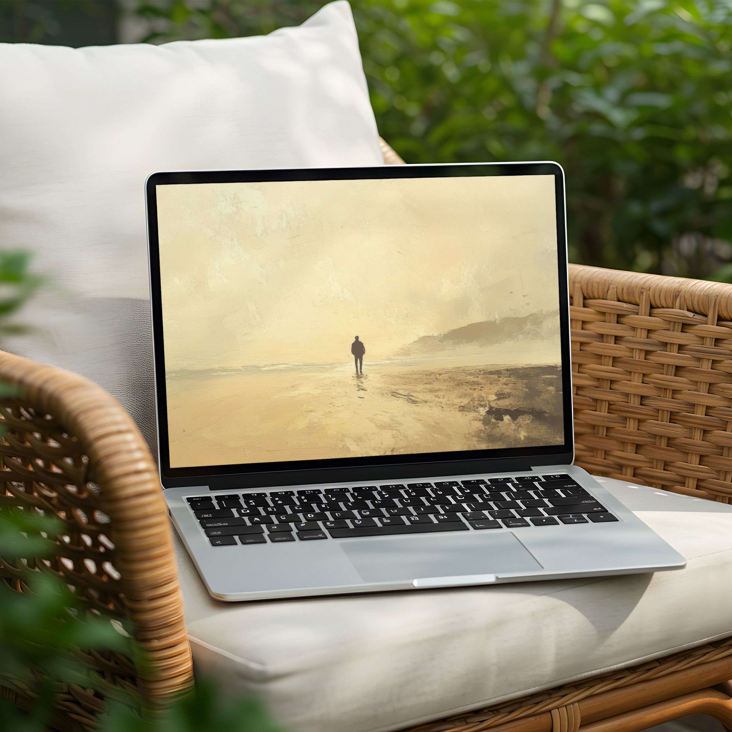 Elegant desktop background for instant download, featuring a serene beach scene on a PC or laptop, inspiring calm and mindfulness