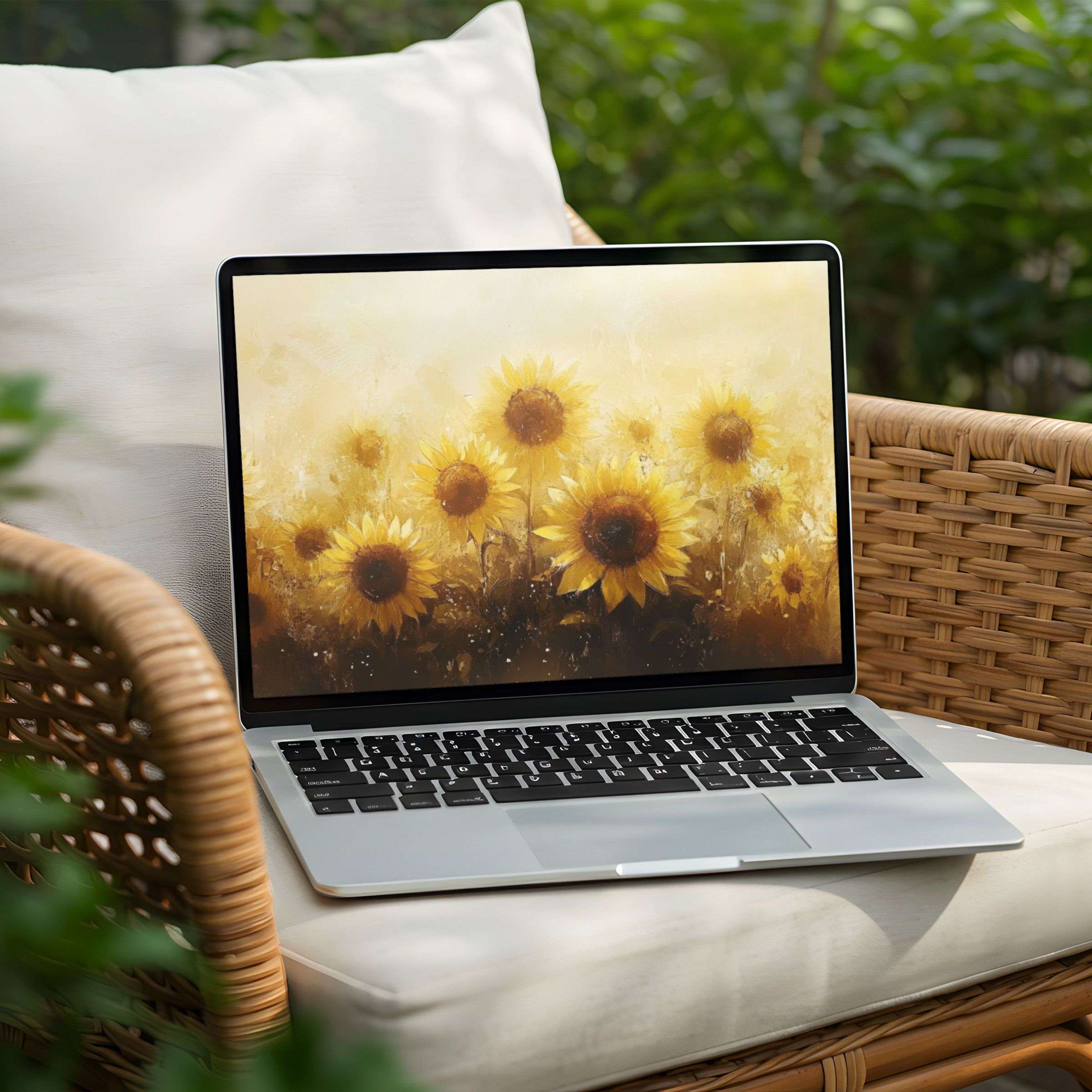 Sunflower digital art desktop background for PC or Laptop brings instant download serenity, elegance, and inspiration