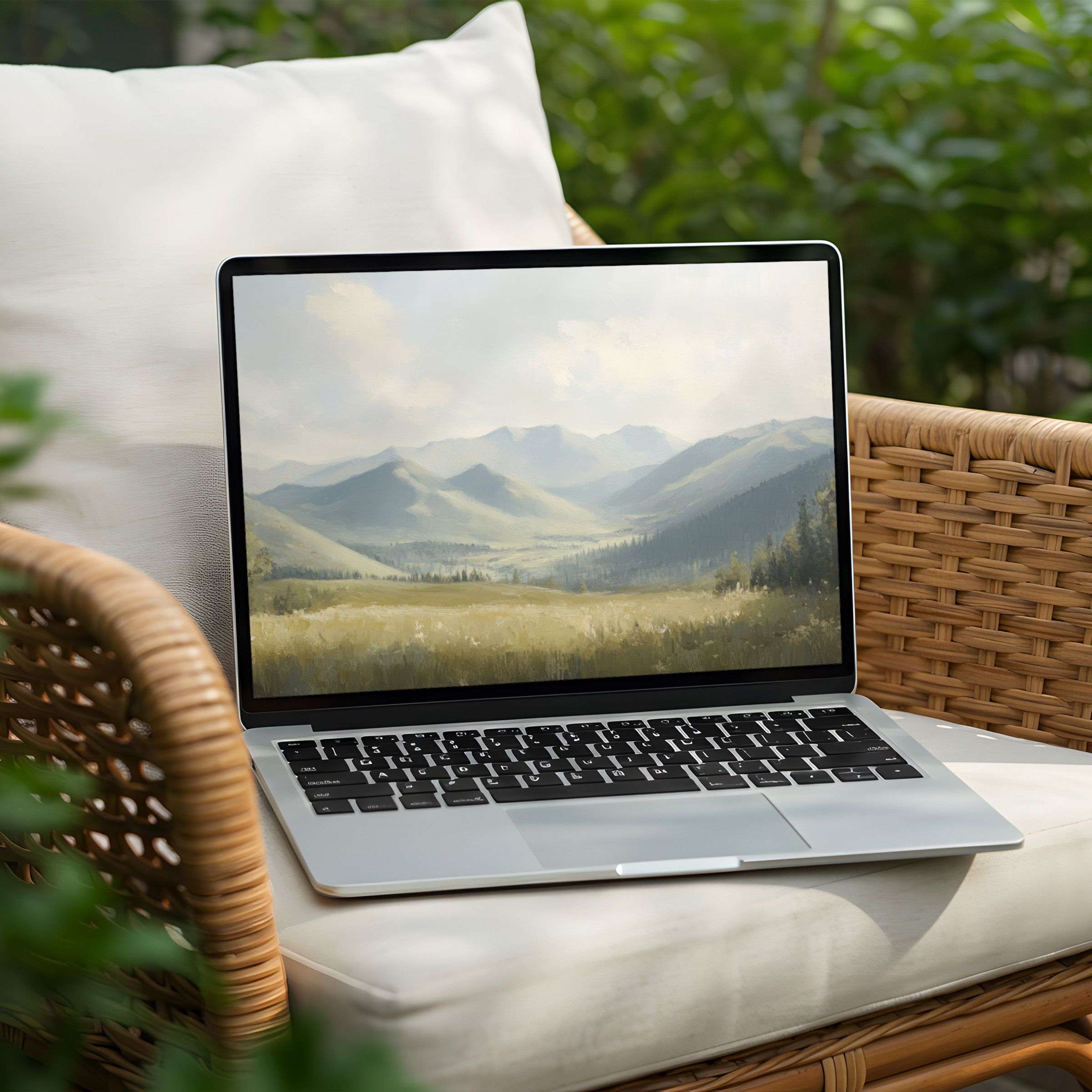 Gentle mountain landscape desktop background for PC and Laptop instant download offering serenity and inspiration in every moment