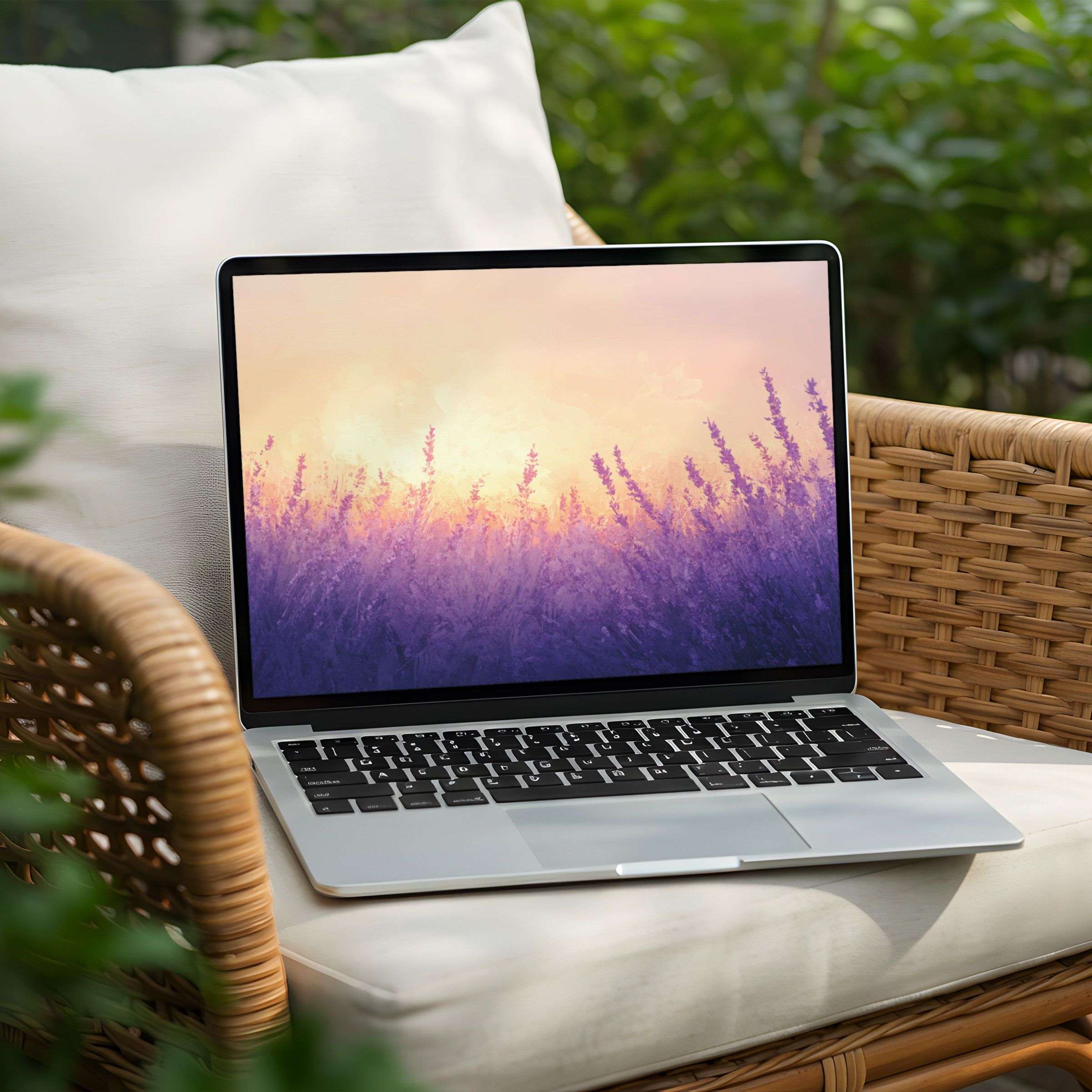Elegant purple sunset lavender field desktop background for PC or Laptop brings calm and inspiration with instant download