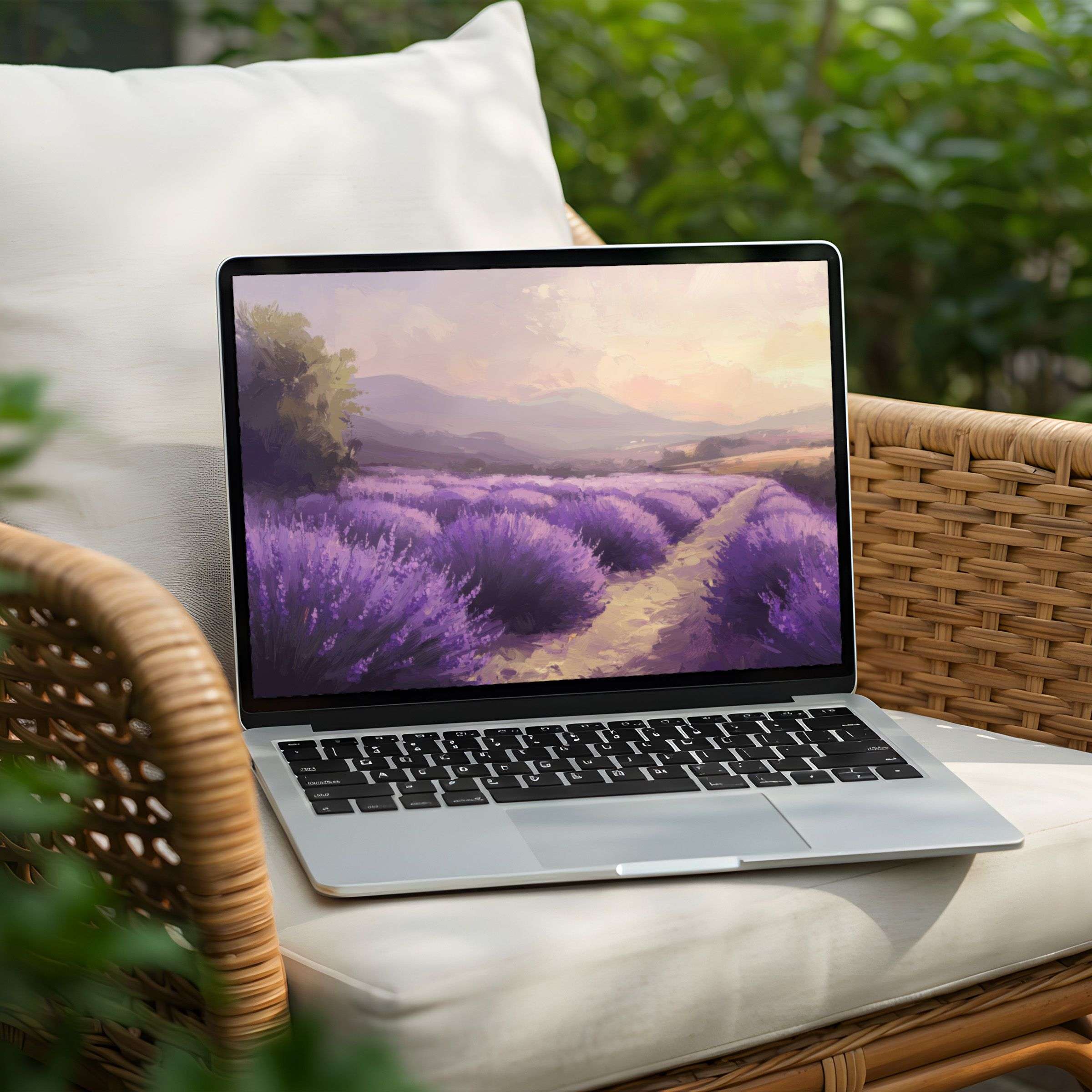Lavender field desktop background for PC and Laptop instant download inspires calm elegance and mindful aesthetics