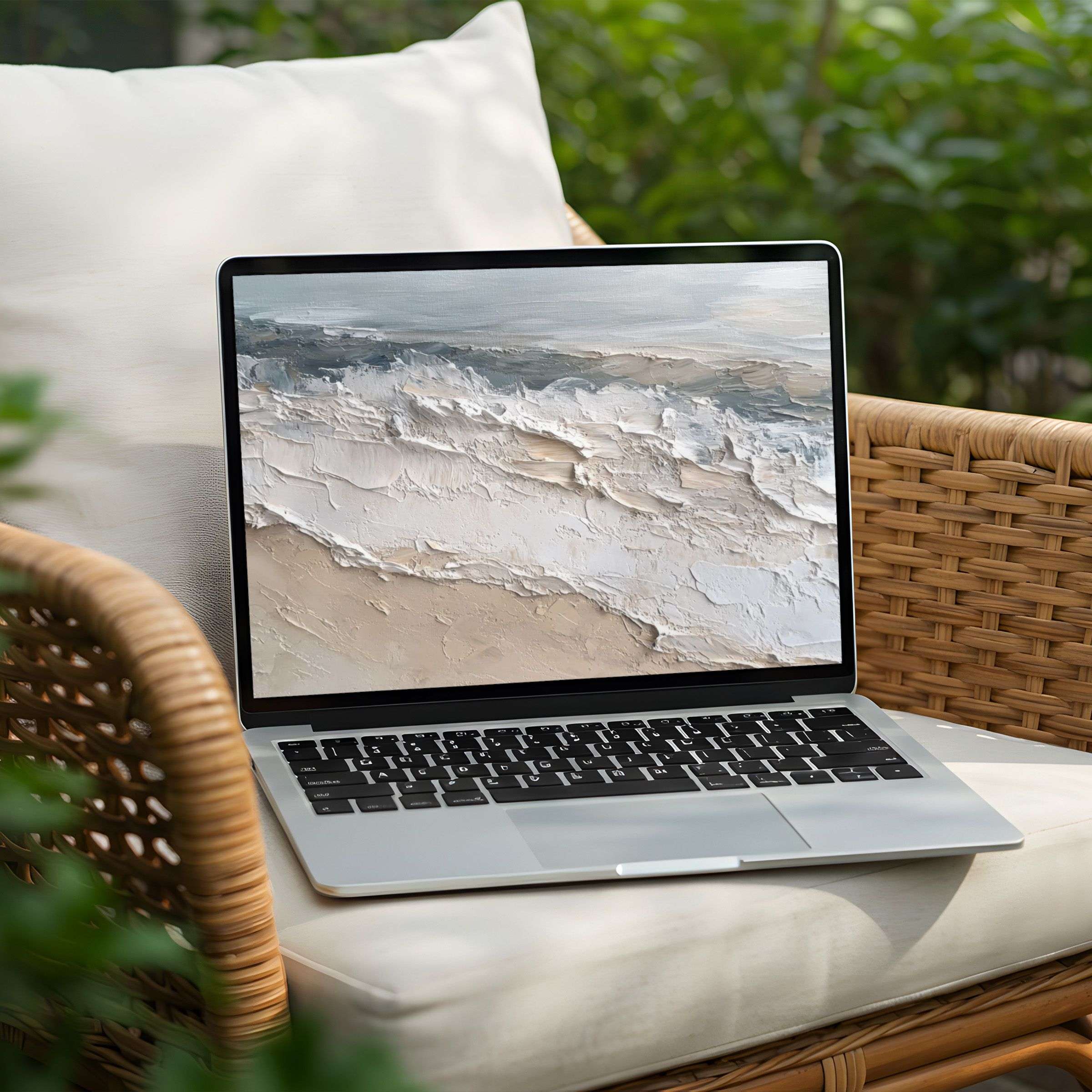 Elegant abstract beach art desktop background for PC and Laptop offering instant download for mindful inspiration in design