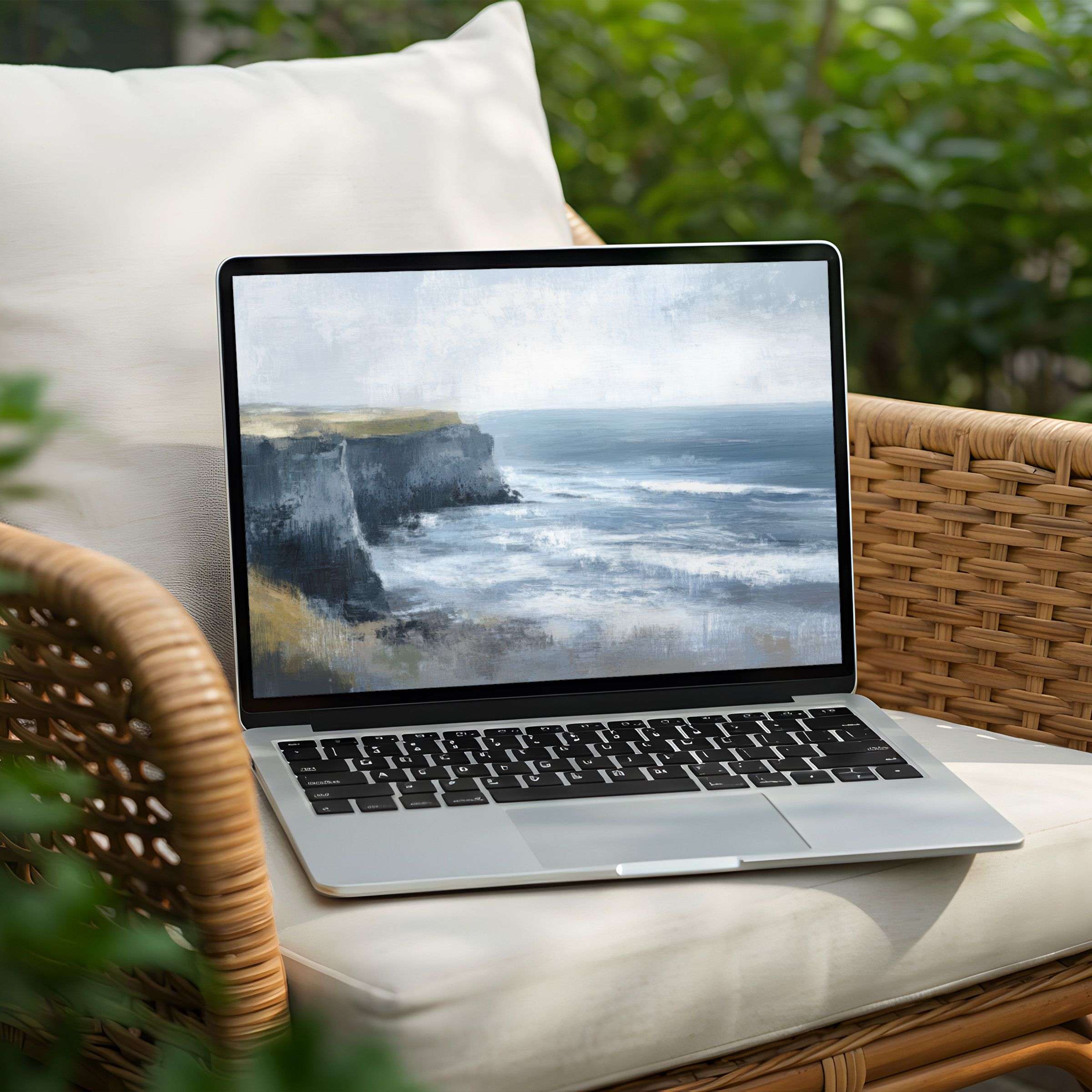 Elegant coastal scene desktop background for PC and Laptop instills calm and inspiration with instant download for serene mindfulness
