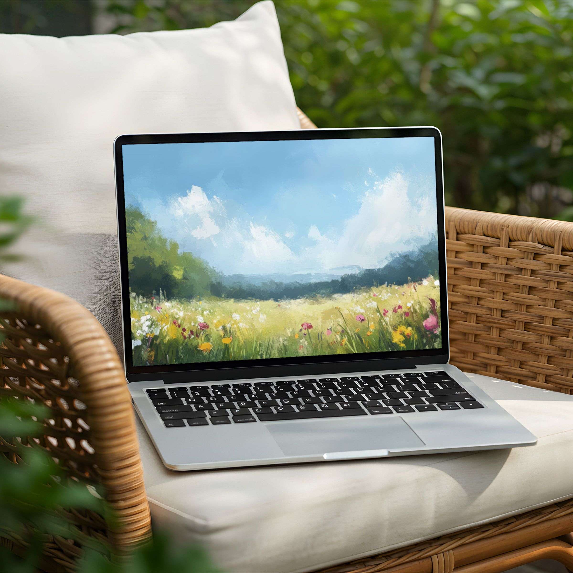 Vibrant floral field desktop background on Laptop offers instant download for PC users seeking elegance and mindful inspiration