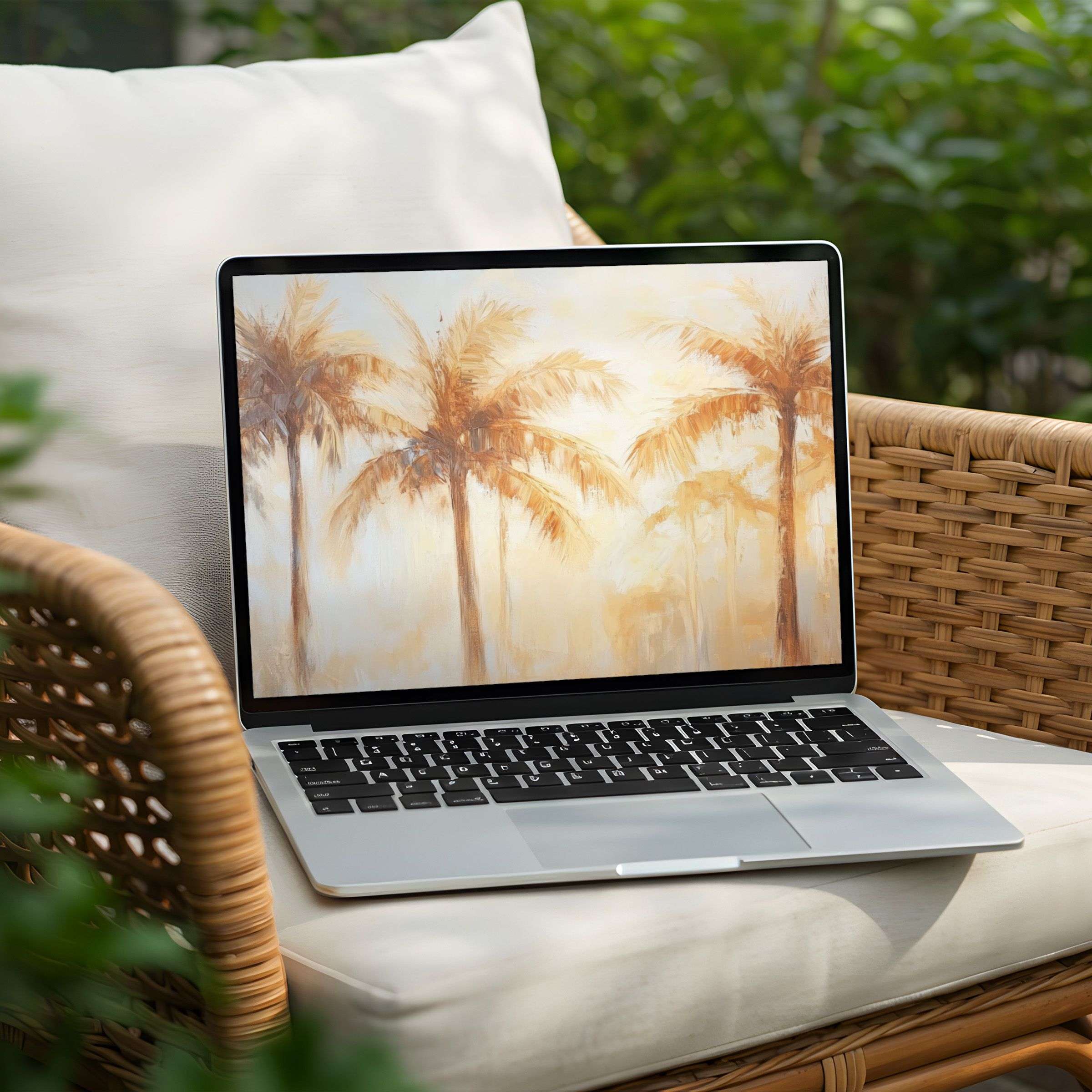 Elegant palm tree digital art offers a tranquil desktop background for PC or Laptop instant download inspired by nature's calm