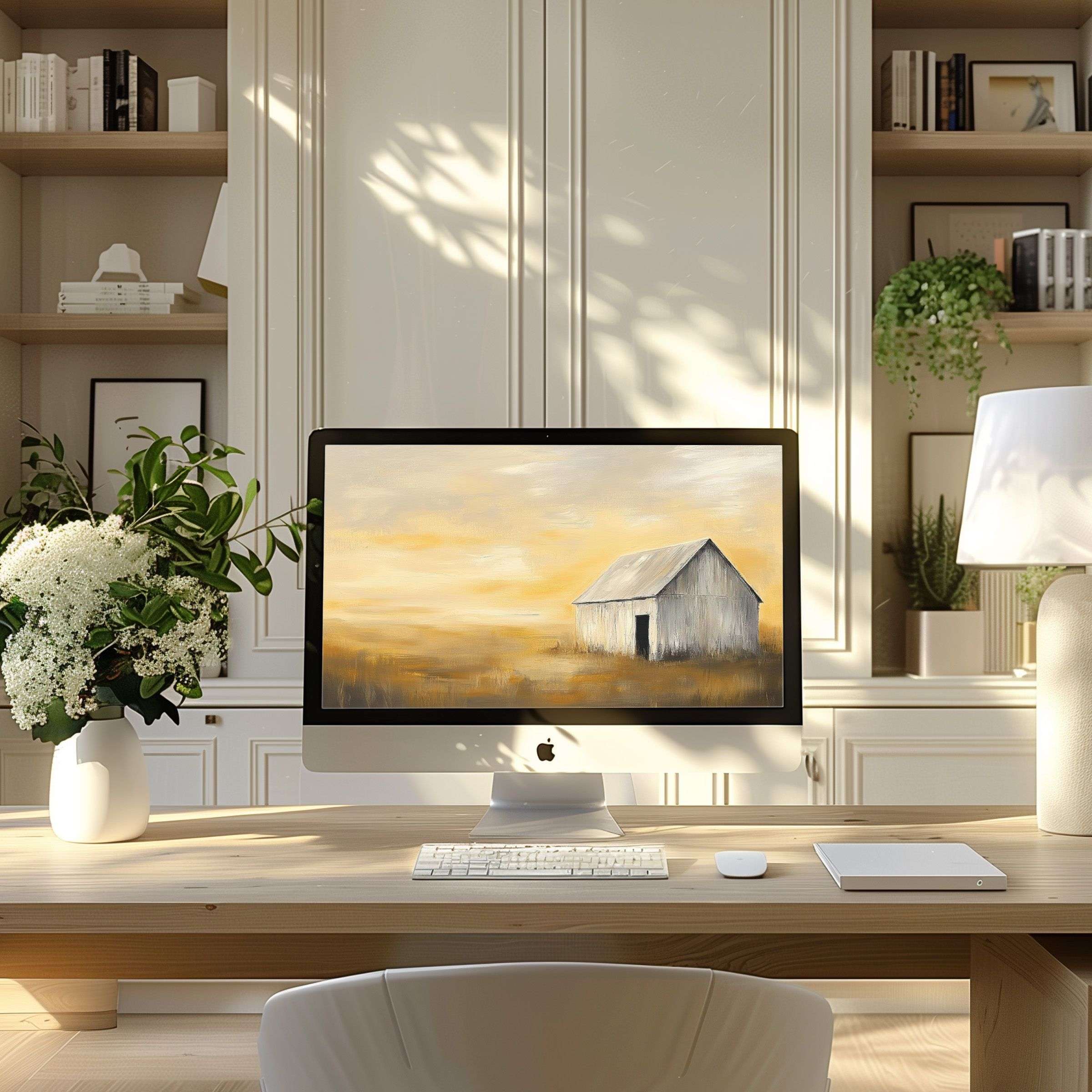 Calm and elegant wallpaper for computer, PC, and laptop showcasing soft hues, fitting ultrawide screens in modern home offices for inspiration