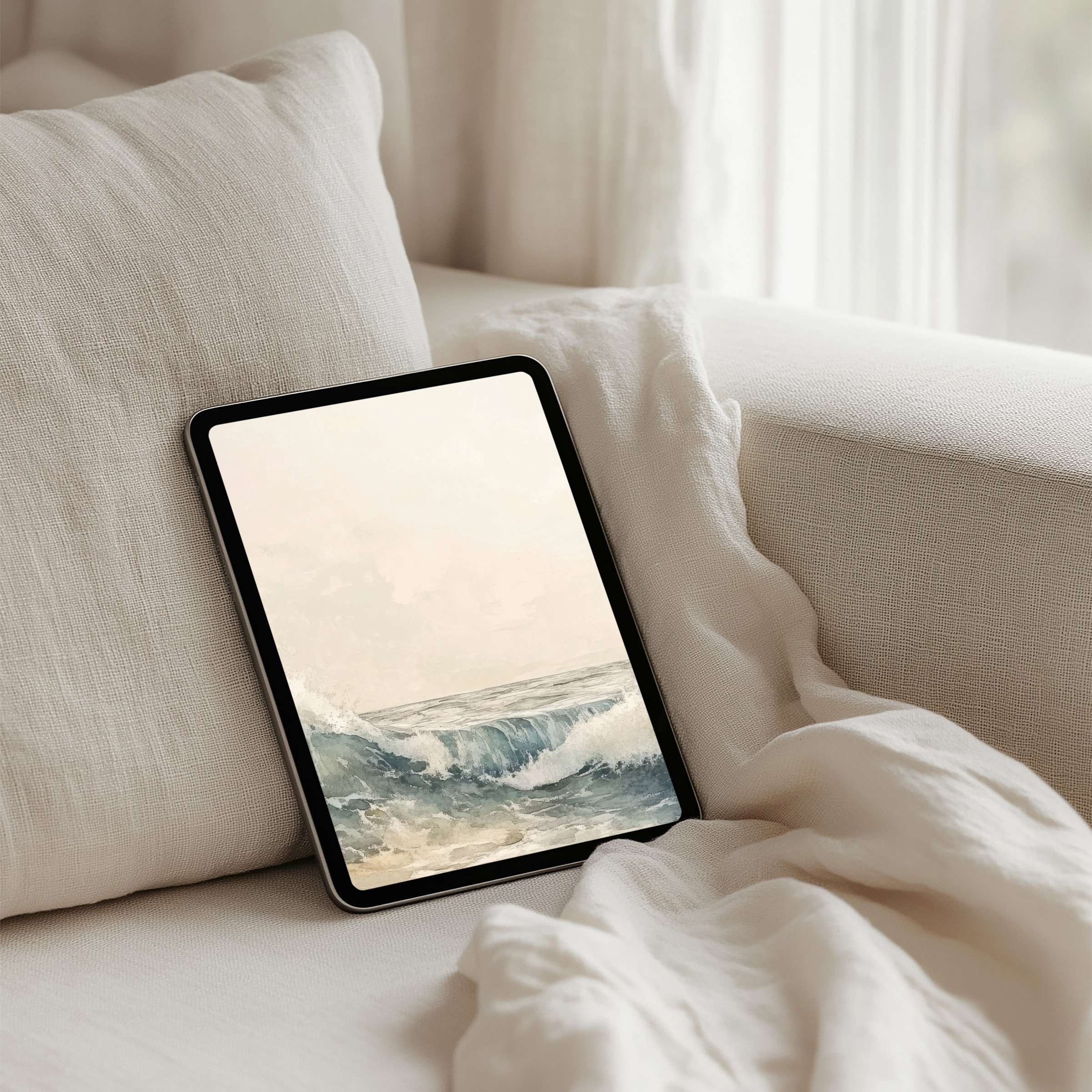 Elegant ocean waves iPad background for instant download brings calm and inspiration to any tablet user creating mindful tranquility