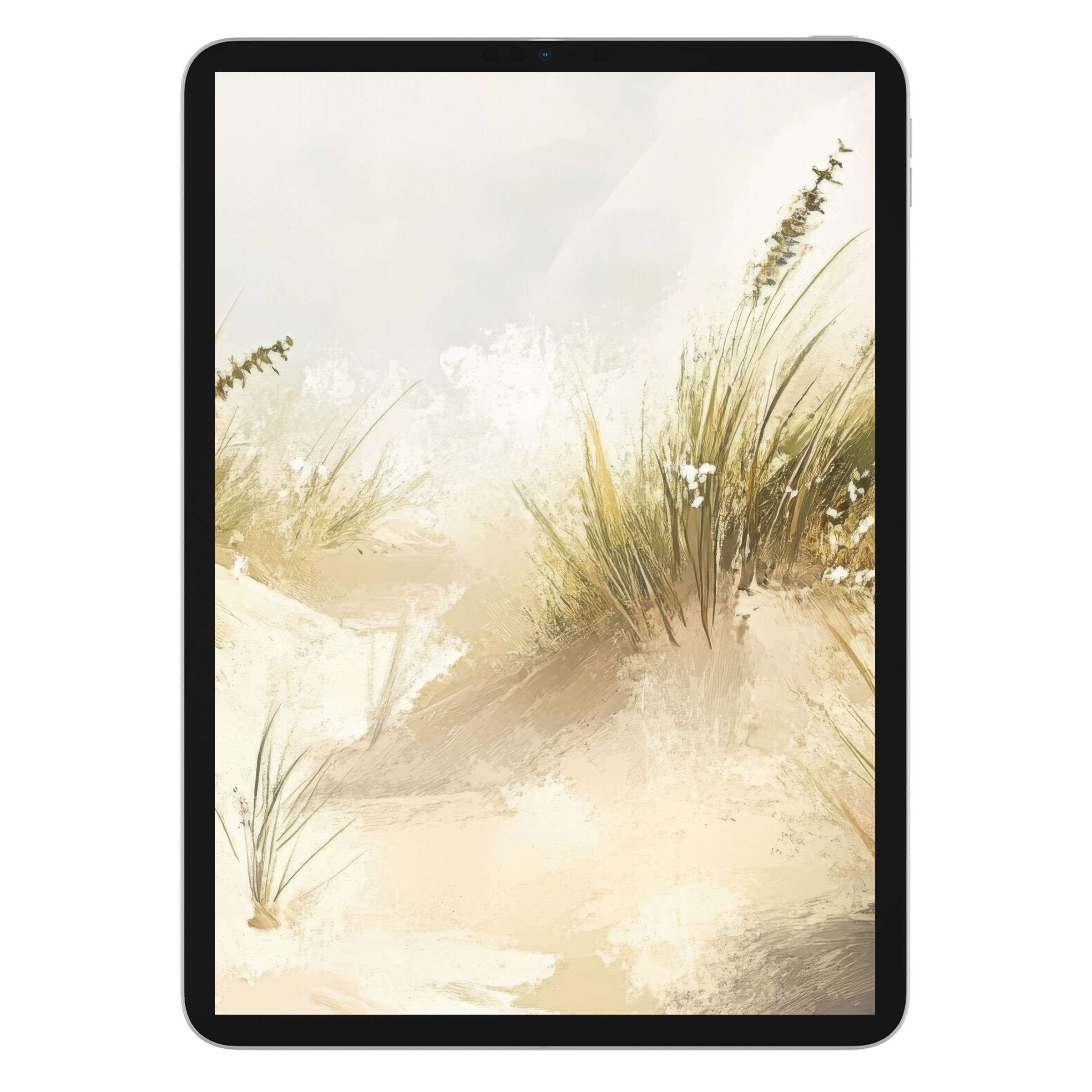 Serene summer iPad wallpaper digital download with soft sand dunes and grasses, perfect background for tablets like Samsung and Android