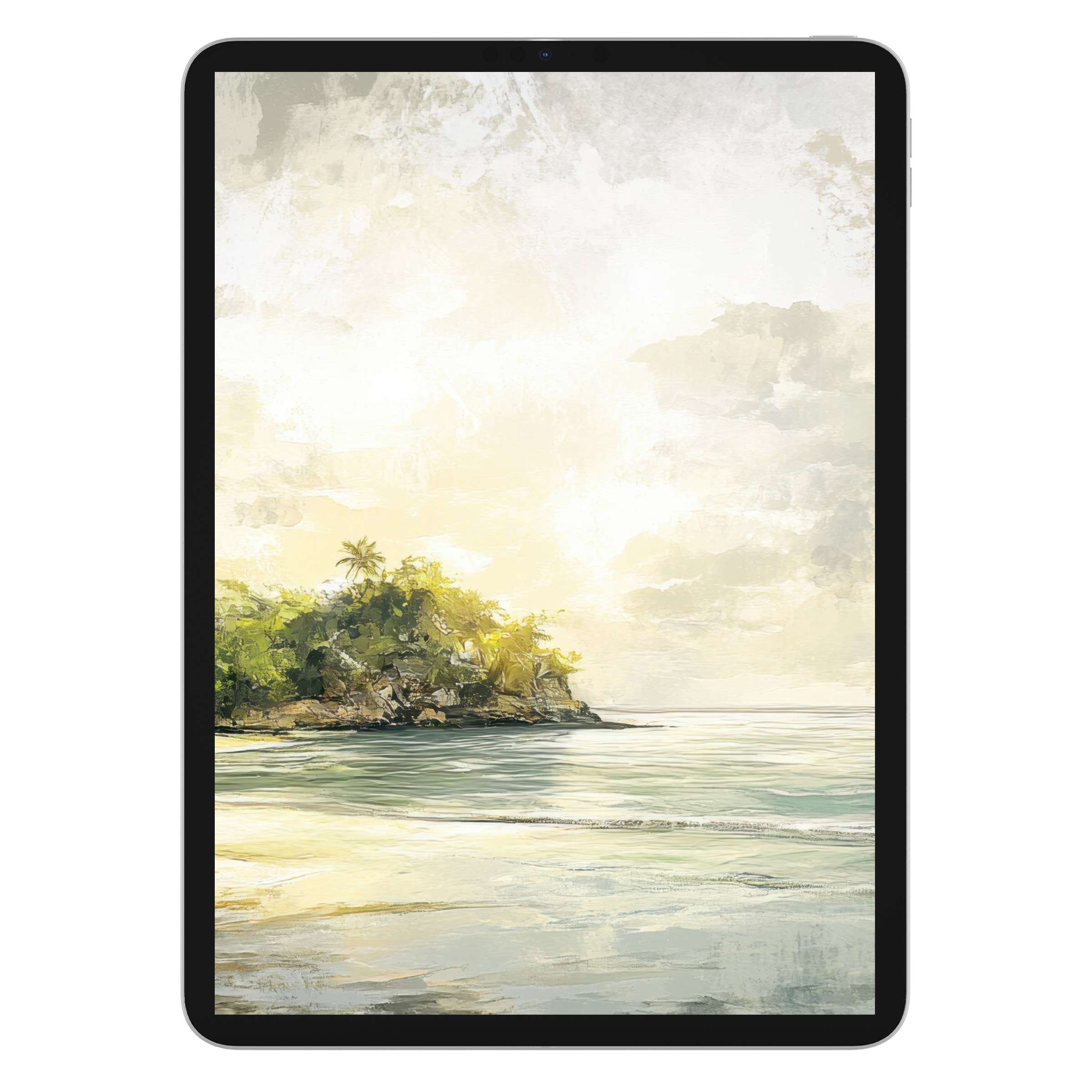Inspire serenity with this summer iPad wallpaper featuring a calm ocean scene, perfect background for digital download on tablets