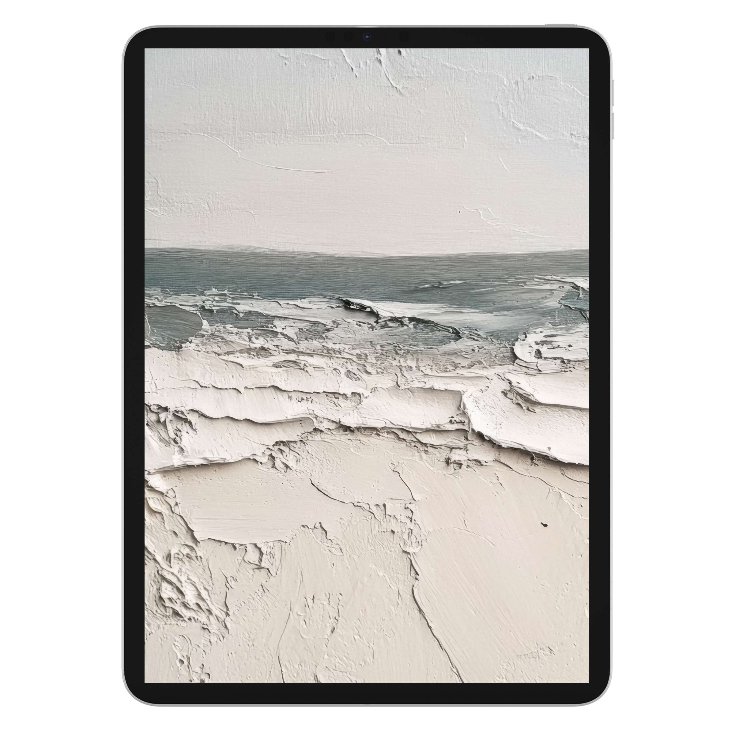 Serene summer iPad wallpaper digital download with textured coastal scene, ideal for calming background on tablet devices