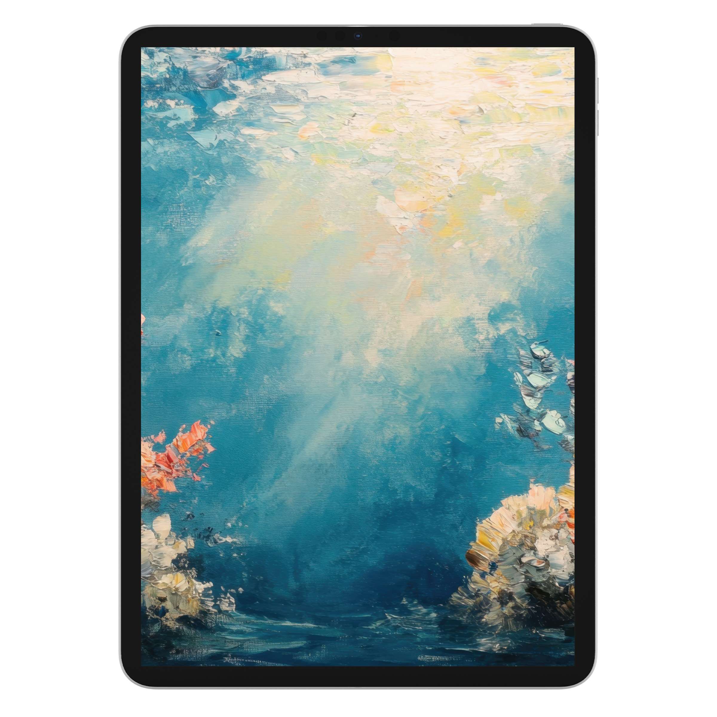 Inspiring summer iPad wallpaper with elegant abstract ocean textures, perfect digital download for tablet background, soothing and sustainable