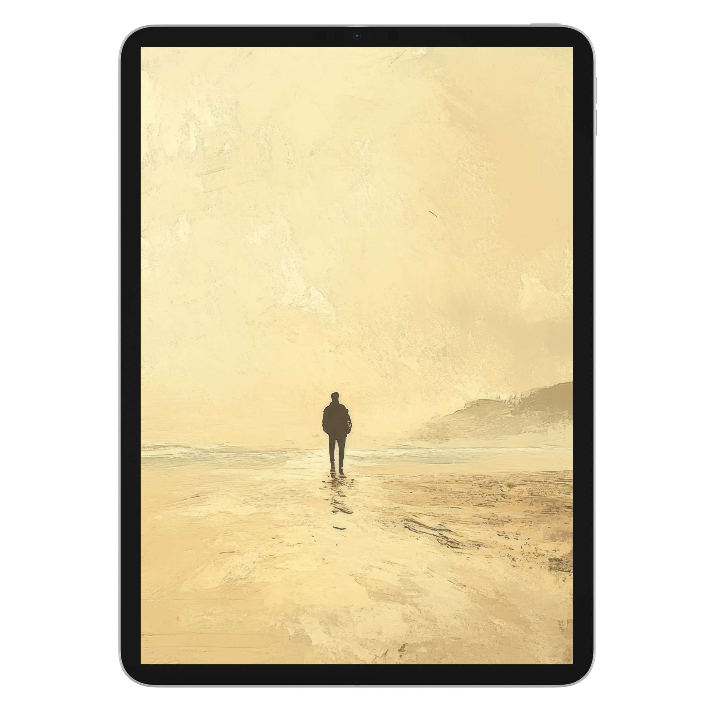 Serene summer iPad wallpaper for tablet backgrounds featuring minimalist beach art, perfect digital download for tranquility and style