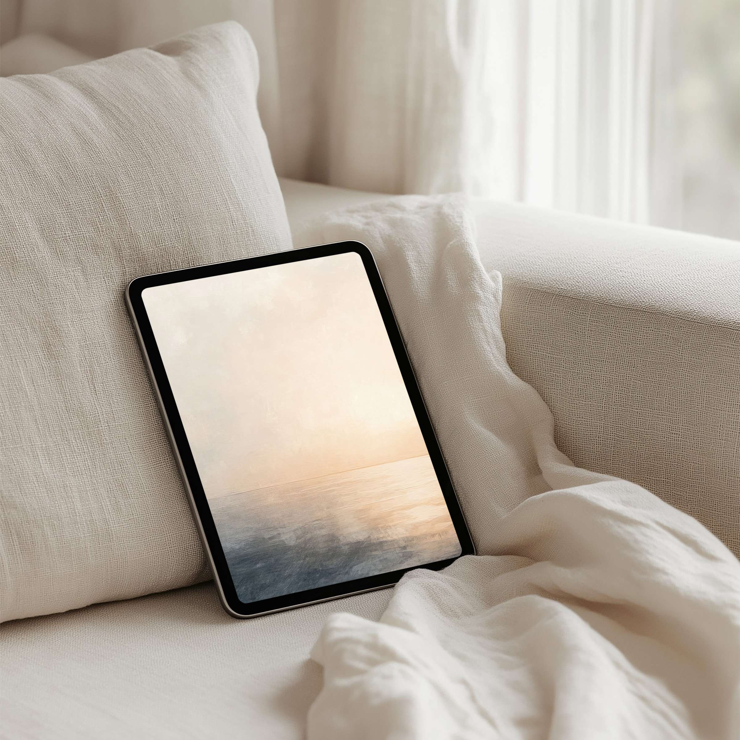 Calm iPad background with serene ocean view offers instant download for your tablet inspiring elegance and mindful aesthetics