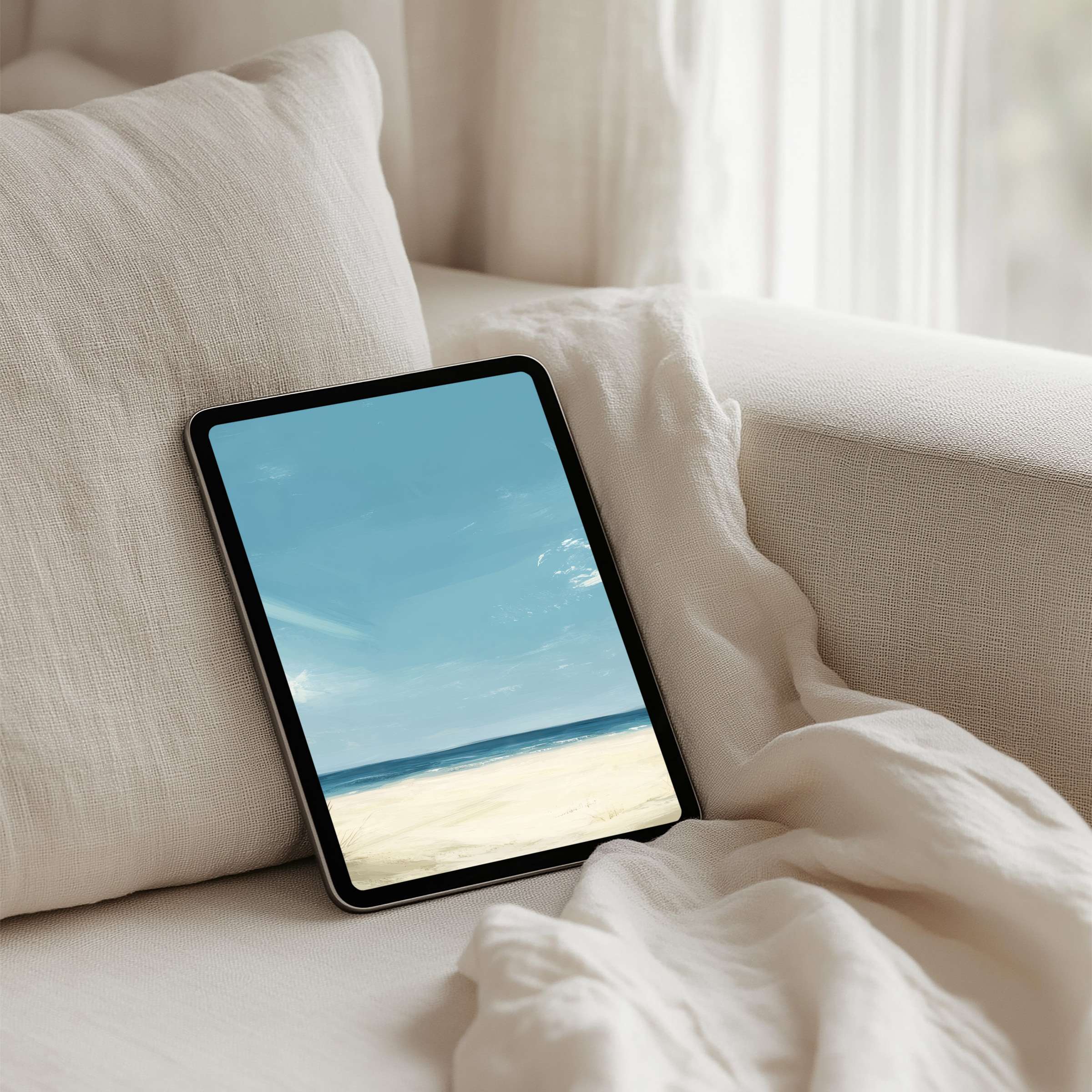 Serene ocean-inspired iPad background offers instant download for tablet, bringing calm elegance to any Samsung or Android device