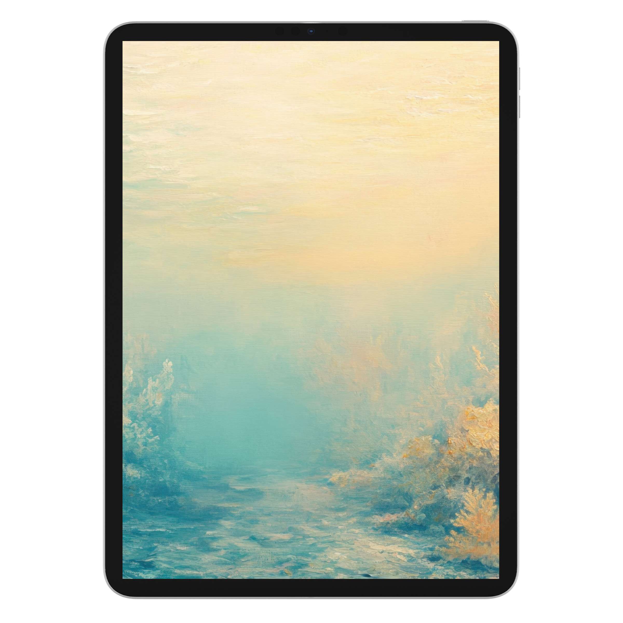 Elegant summer iPad wallpaper digital download with pastel hues and tranquil textures perfect for tablet background and art lovers