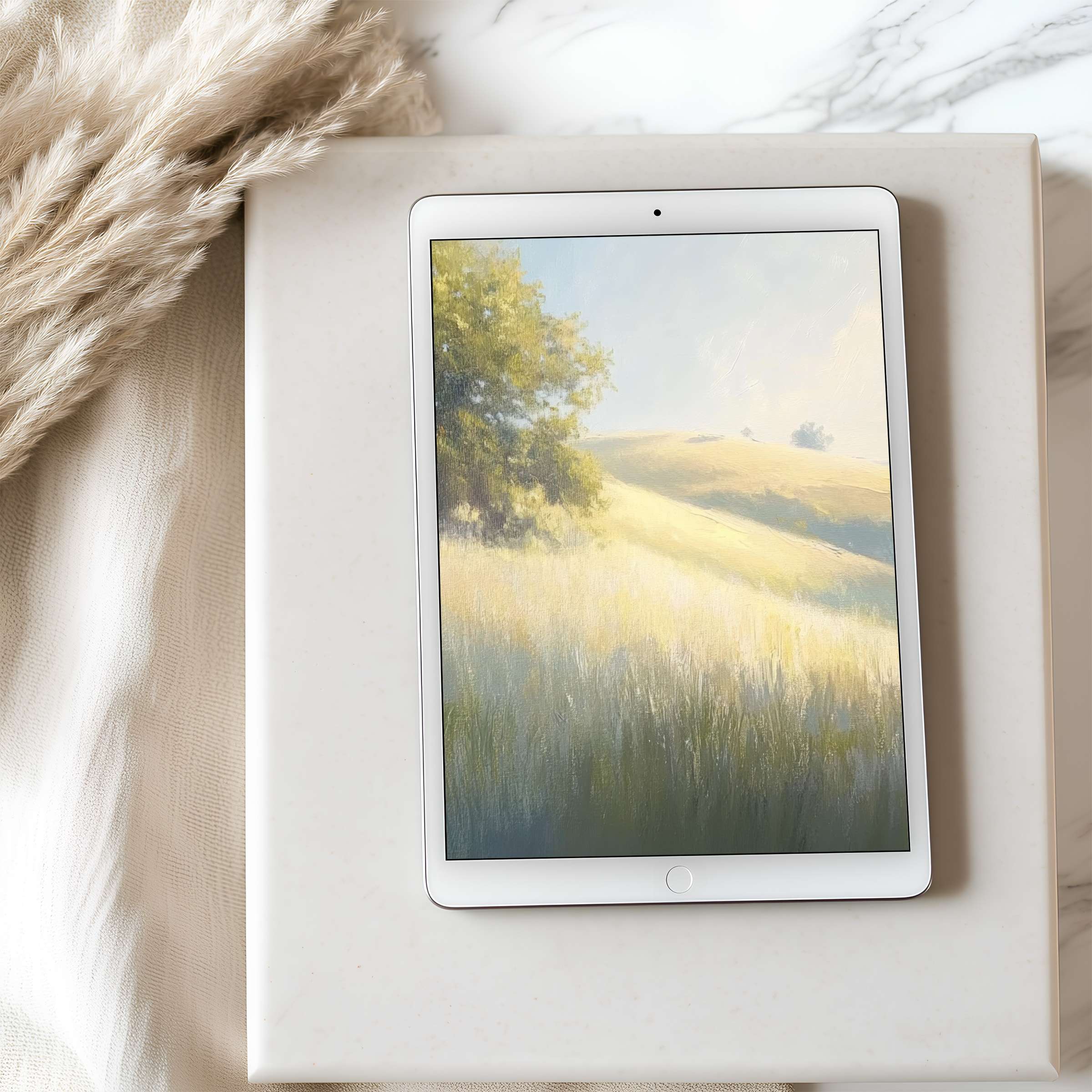 Elegant landscape tablet wallpaper featuring serene hills and soft tones perfect for iPad and Android devices digital download