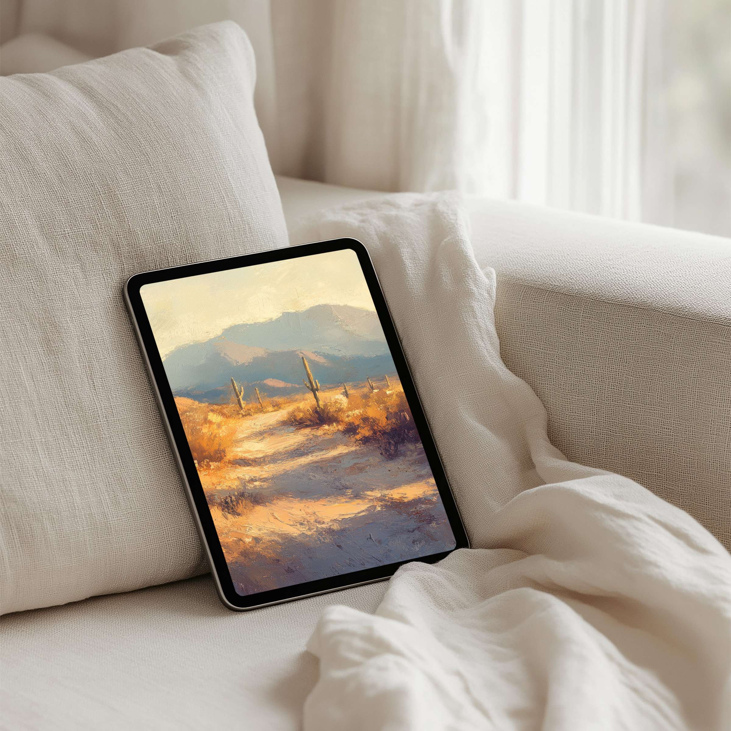 Download this serene desert landscape for your iPad background, ideal for Samsung and Android tablets, with instant download