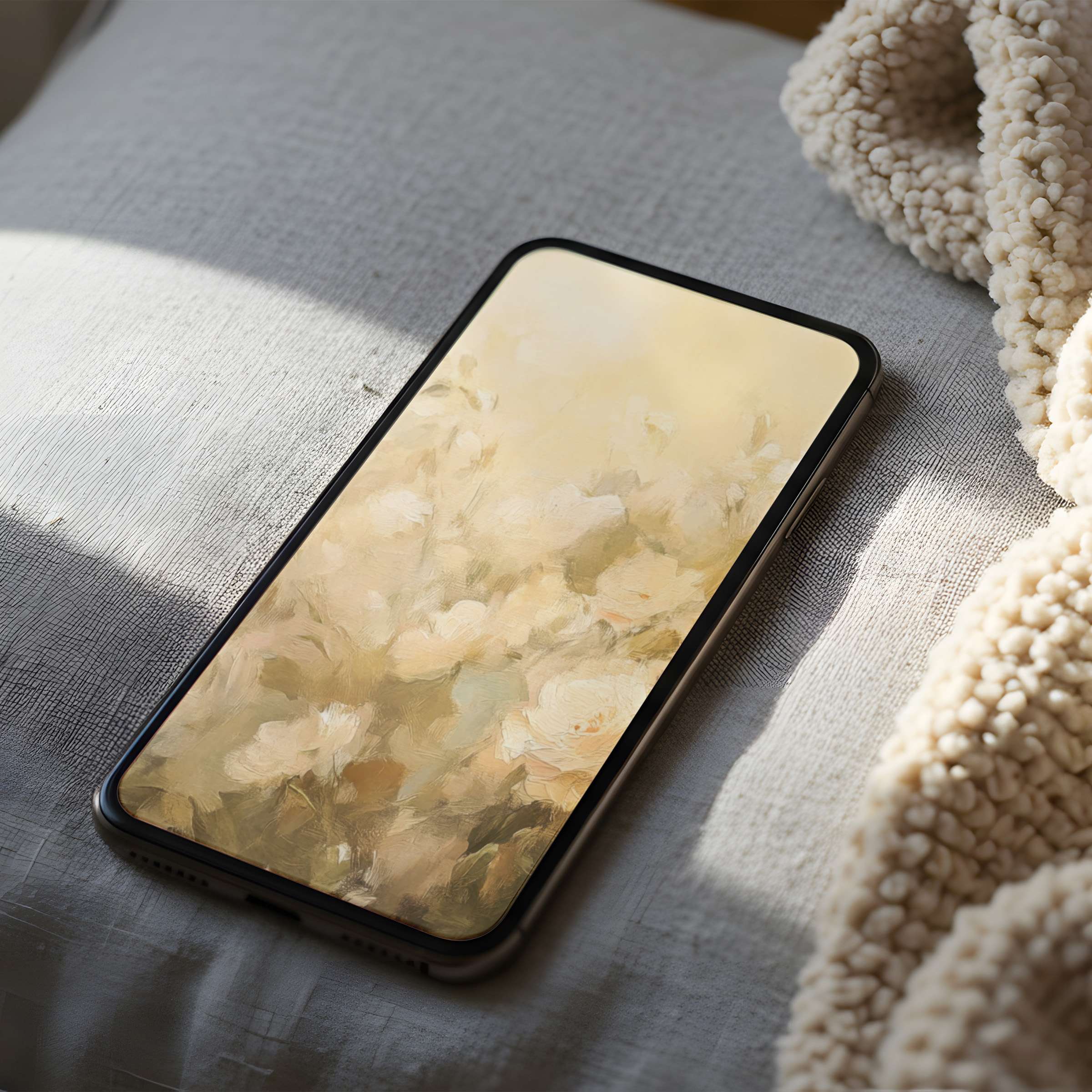 Elegant floral phone wallpaper in soft beige tones enhances calm ambiance suitable for iPhone download in high resolution