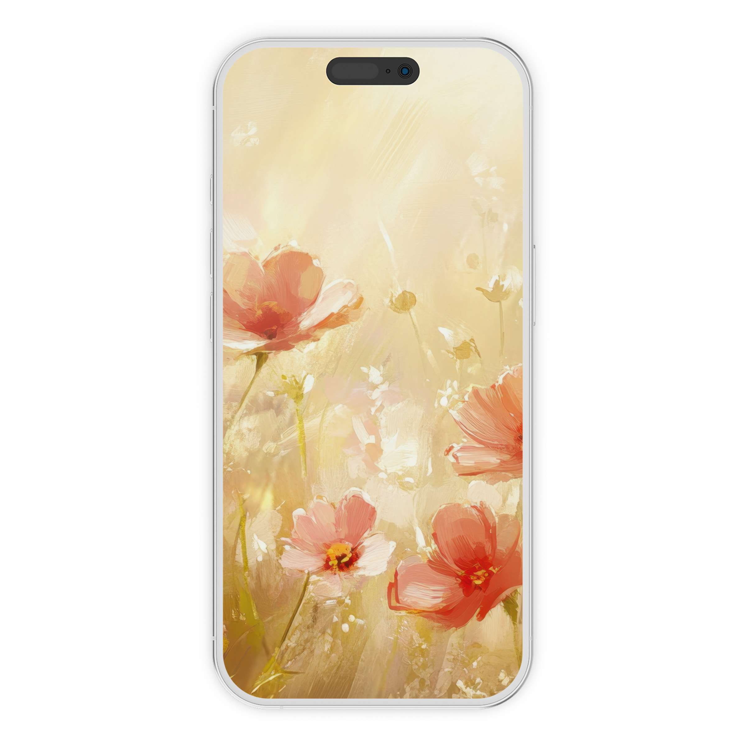 Gentle blooms on a serene cream canvas create a summer iPhone wallpaper for calm elegance in phone backgrounds digital download