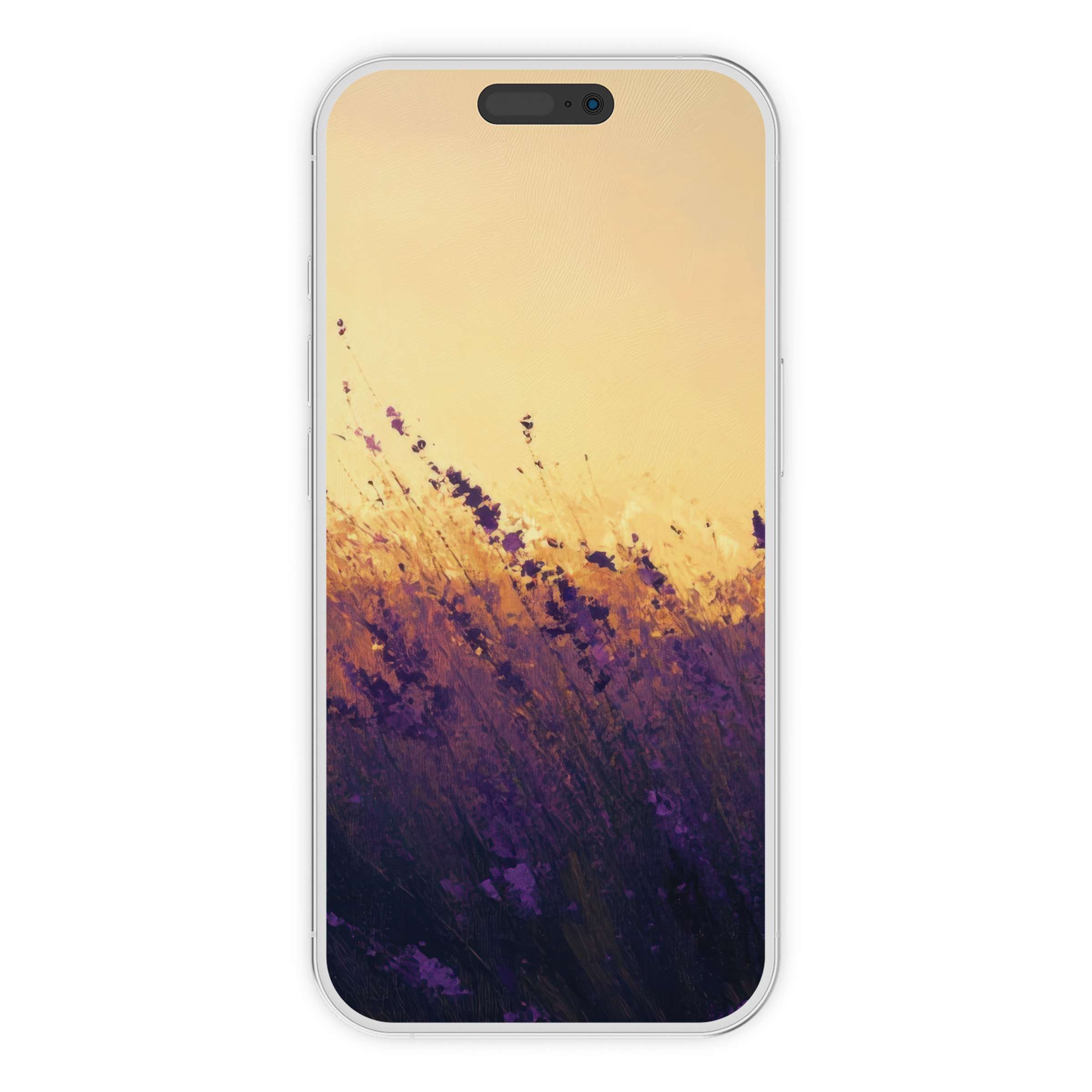 Summer iPhone wallpaper with an elegant lavender field at sunset, perfect phone background for a calming digital download experience