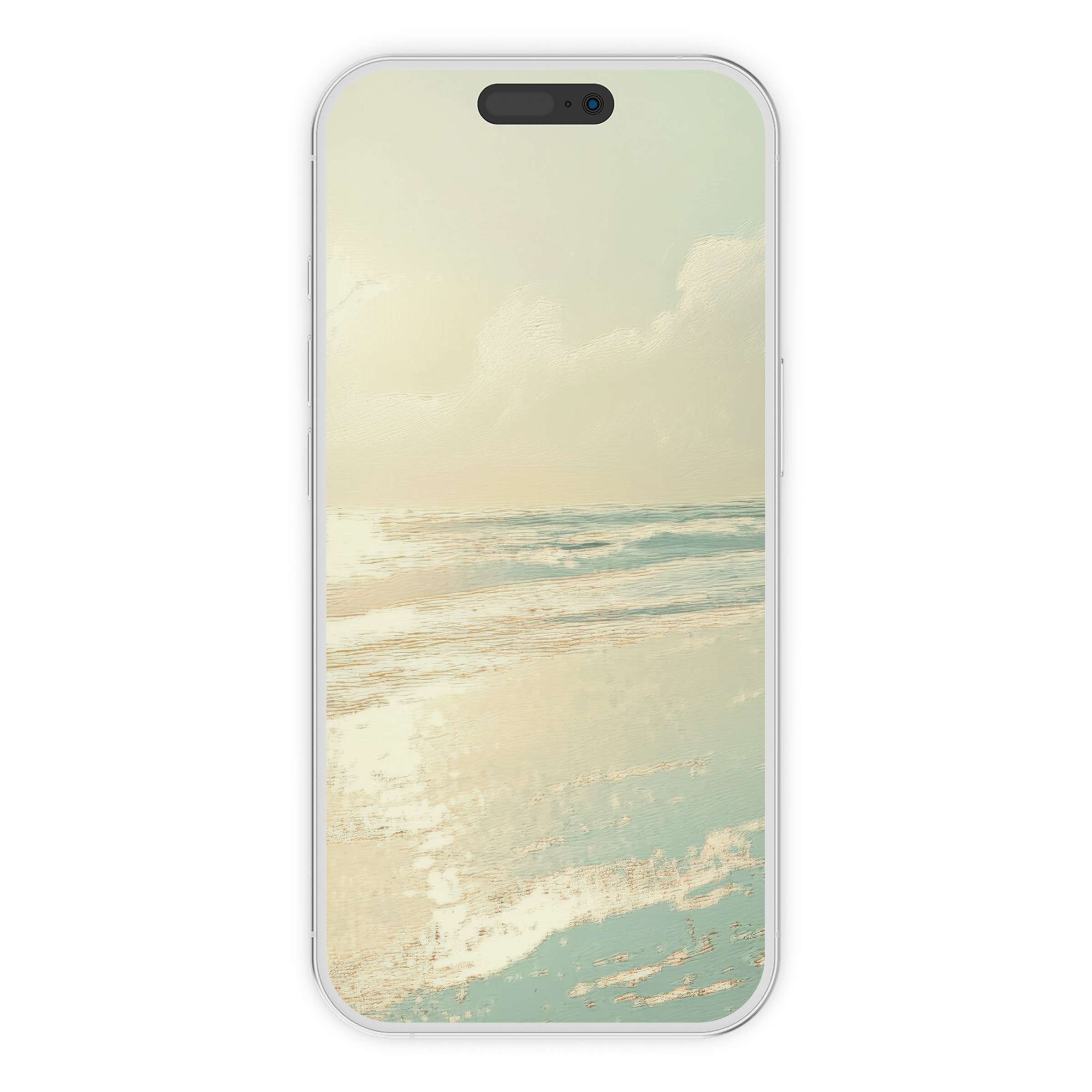 Serene pastel seascape summer iPhone wallpaper vivid digital download for calming phone background suitable for any device