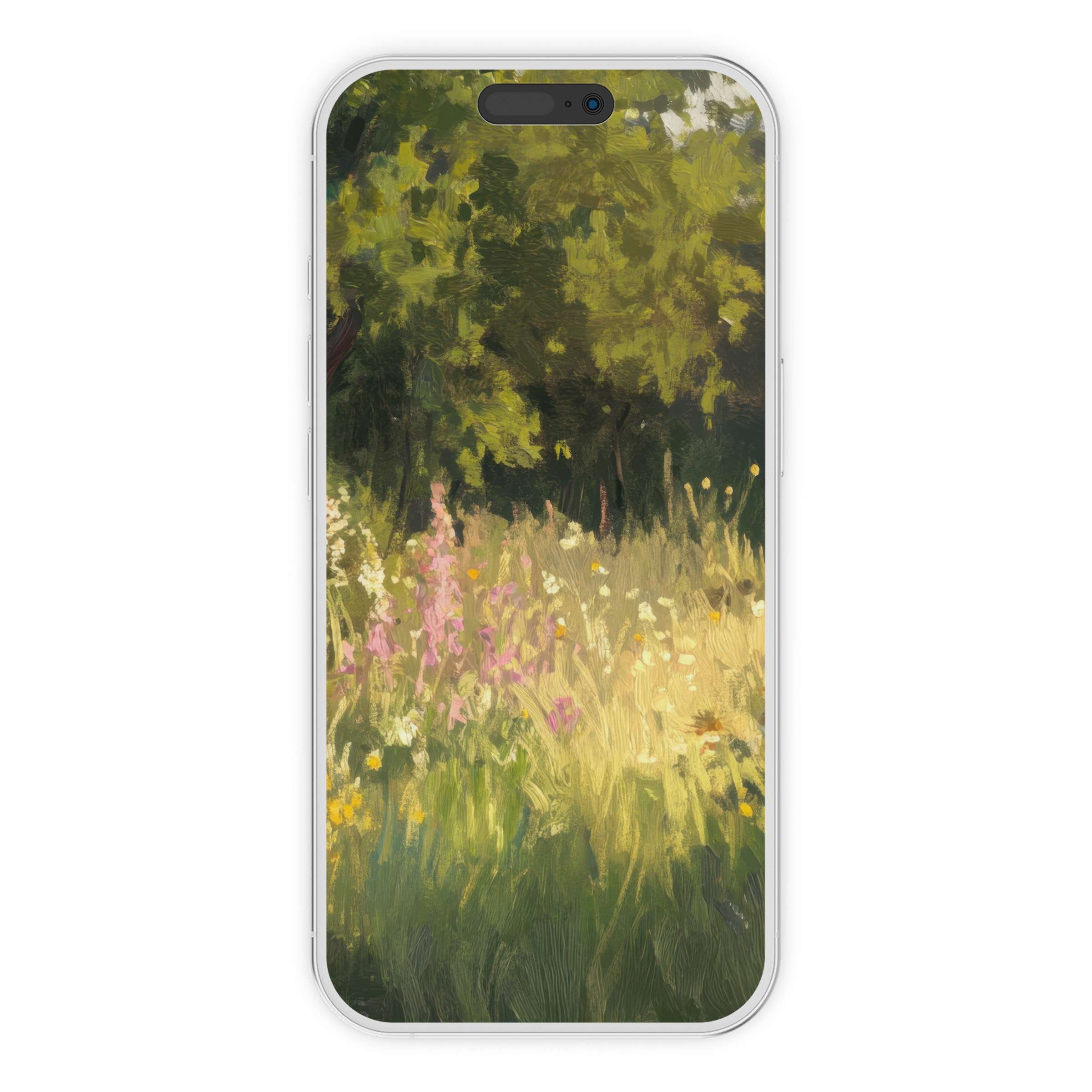 Elegant summer iPhone wallpaper digital download featuring serene wildflowers in a lush meadow ideal phone background for tranquility