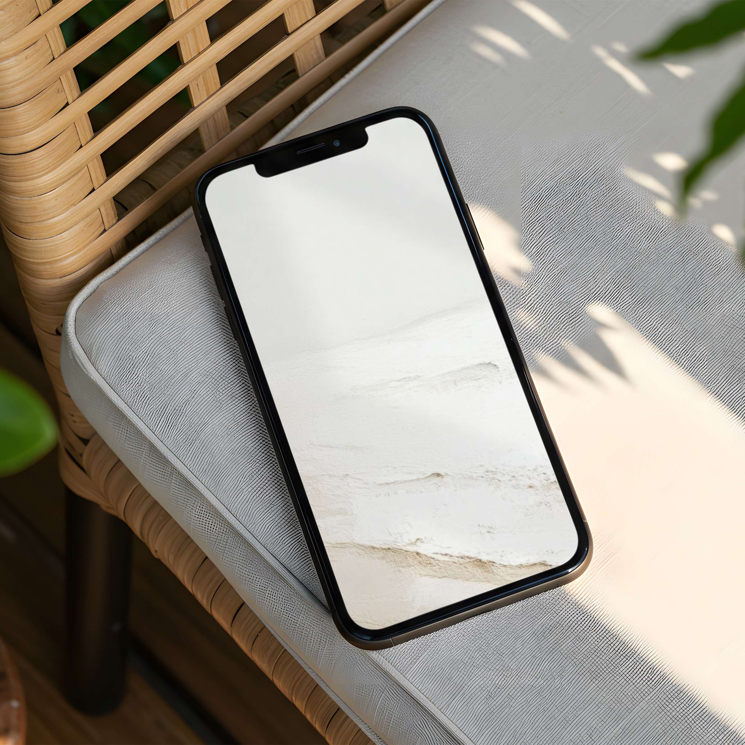 Elegant minimalist iPhone background in soft beige tones offers mindfulness and calm instant download for any phone interior style
