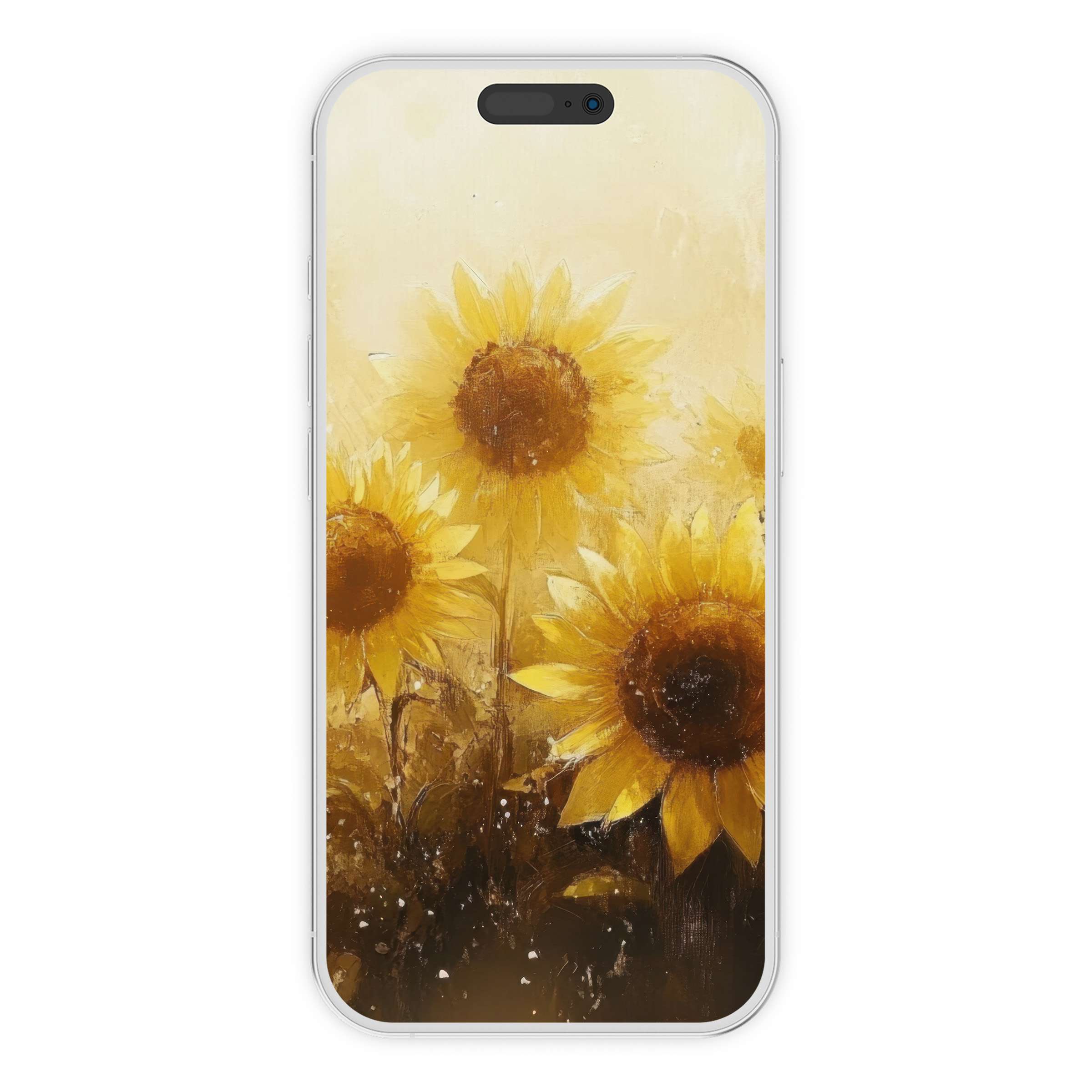Sunflower field summer iPhone wallpaper in warm golden hues offers a serene digital download for artistic phone backgrounds