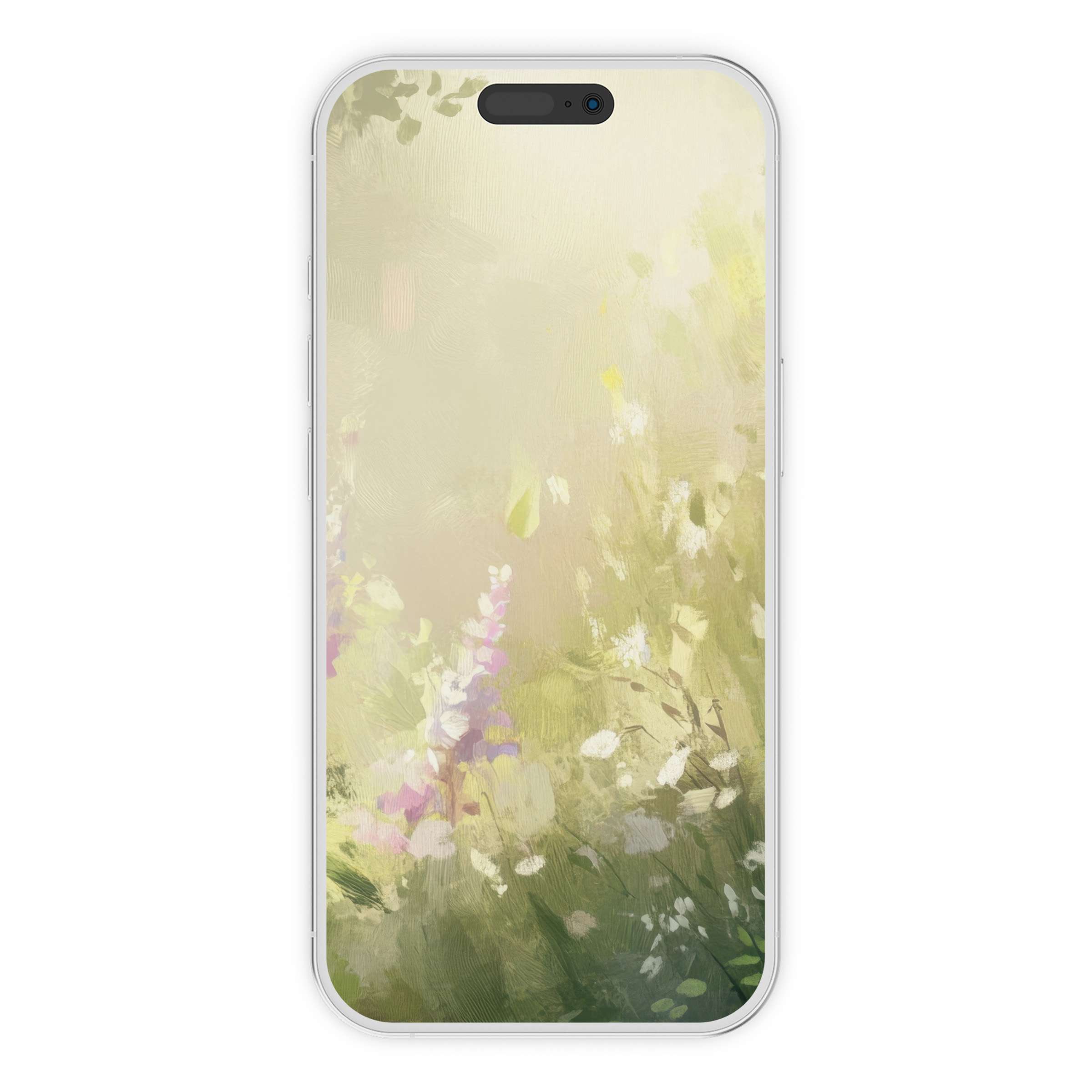 Elegant summer iPhone wallpaper with soft pastel florals offers a serene phone background for both iPhone and Android digital download eco-conscious design