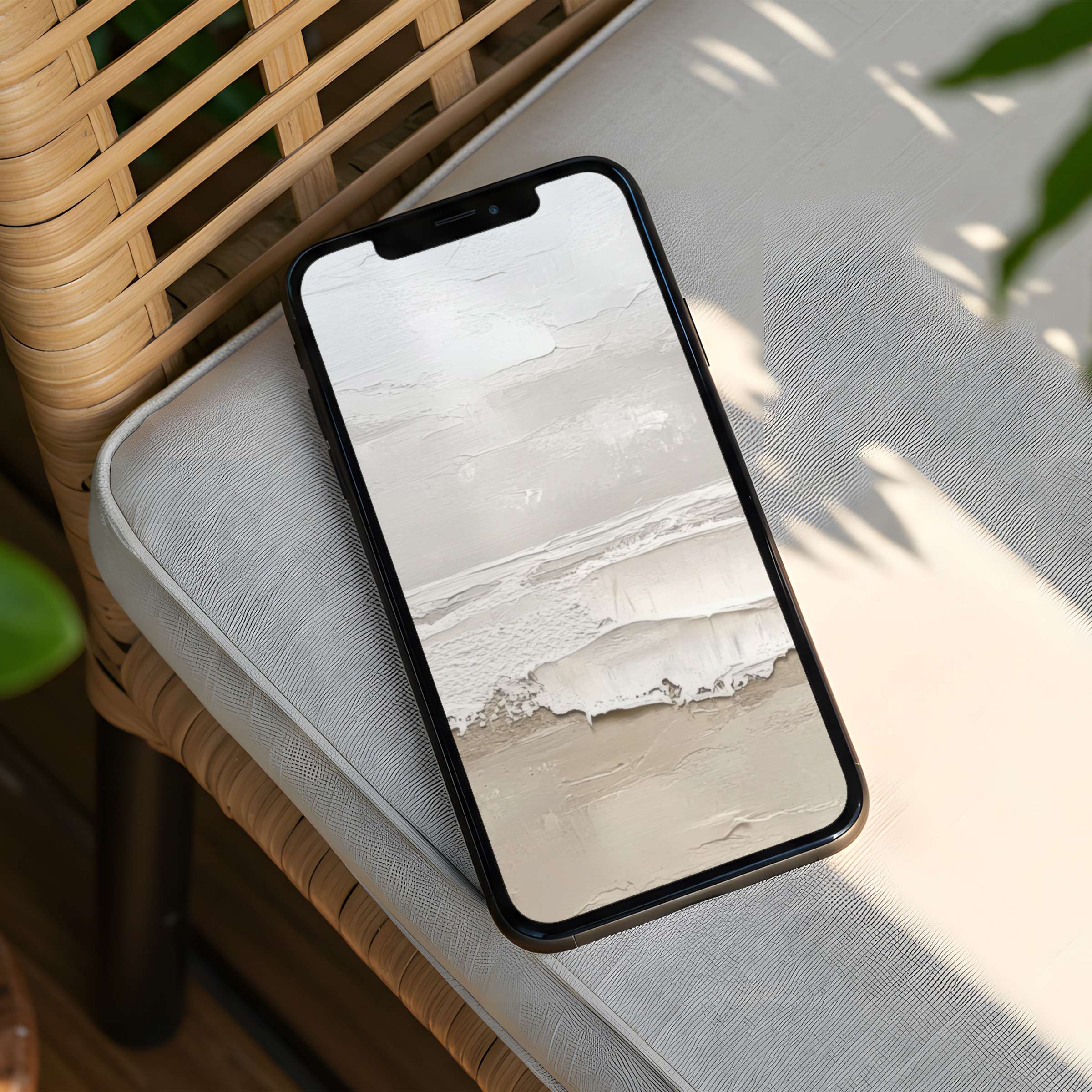 Elegant abstract iPhone background in calming neutral tones offers instant download for phone personalization and mindful ambiance
