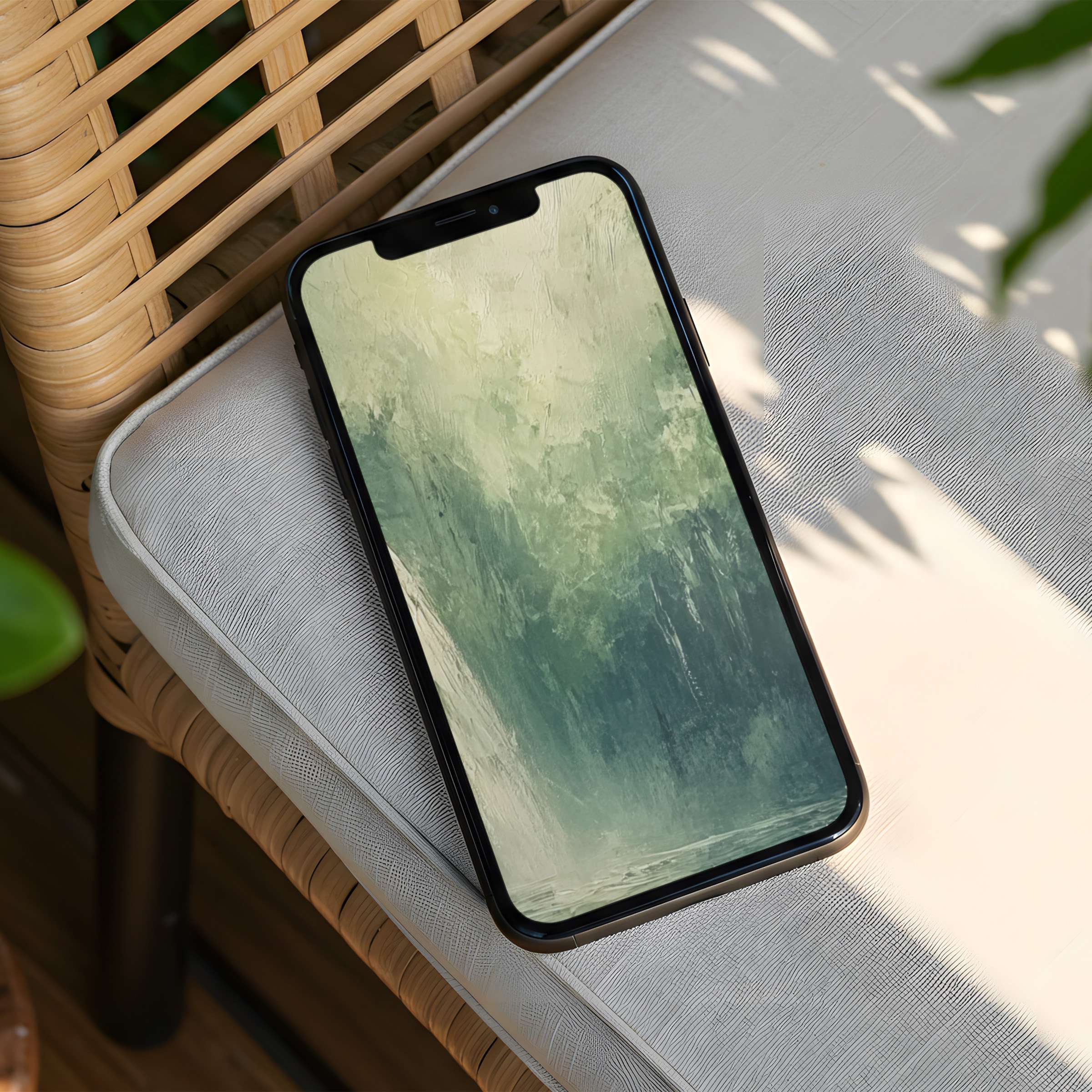 Elegant iPhone background with calming green hues offers instant download for phone screens inspiring mindfulness and tranquility