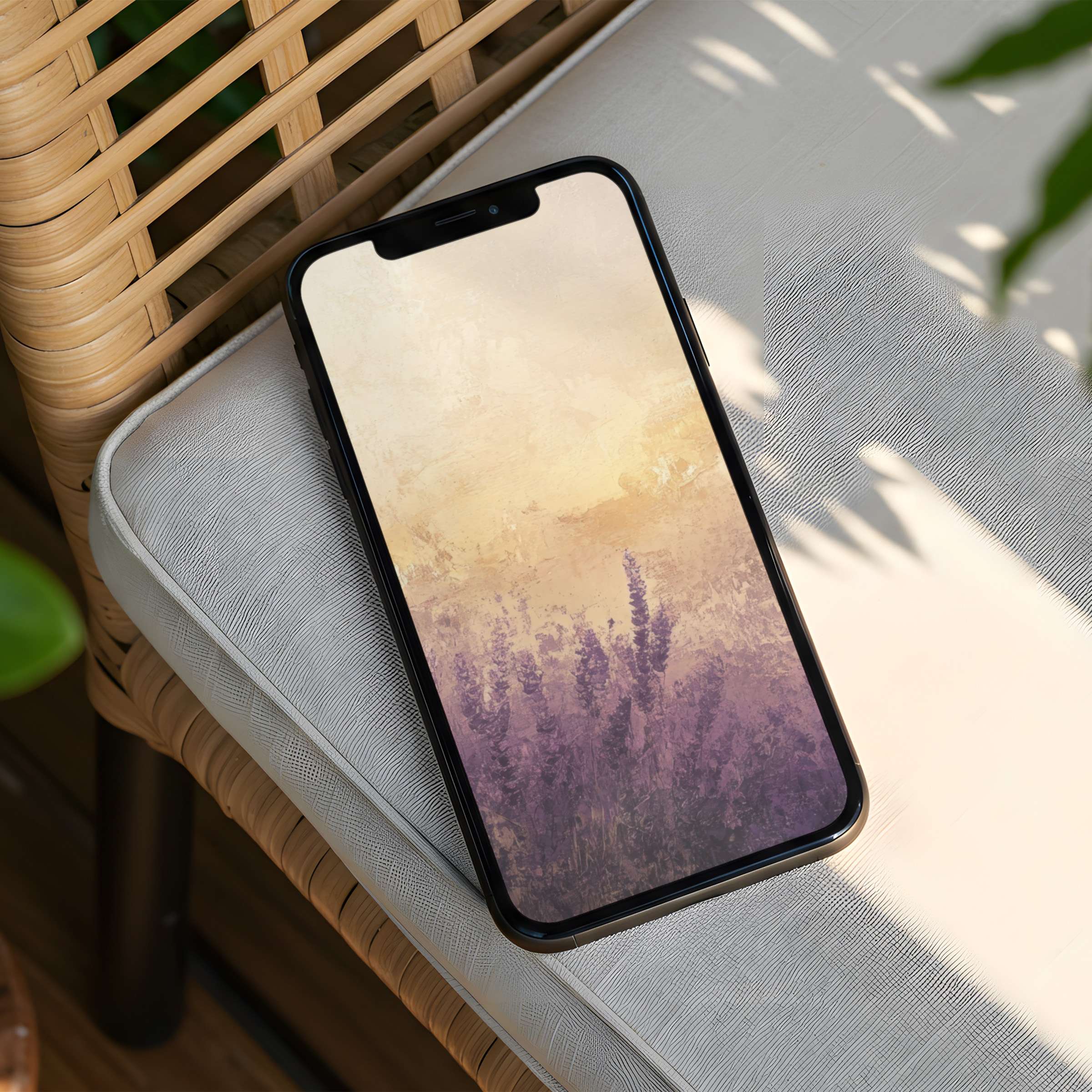 Elegant iPhone background with lavender fields in soft hues evokes calm and inspiration instant download for any phone use