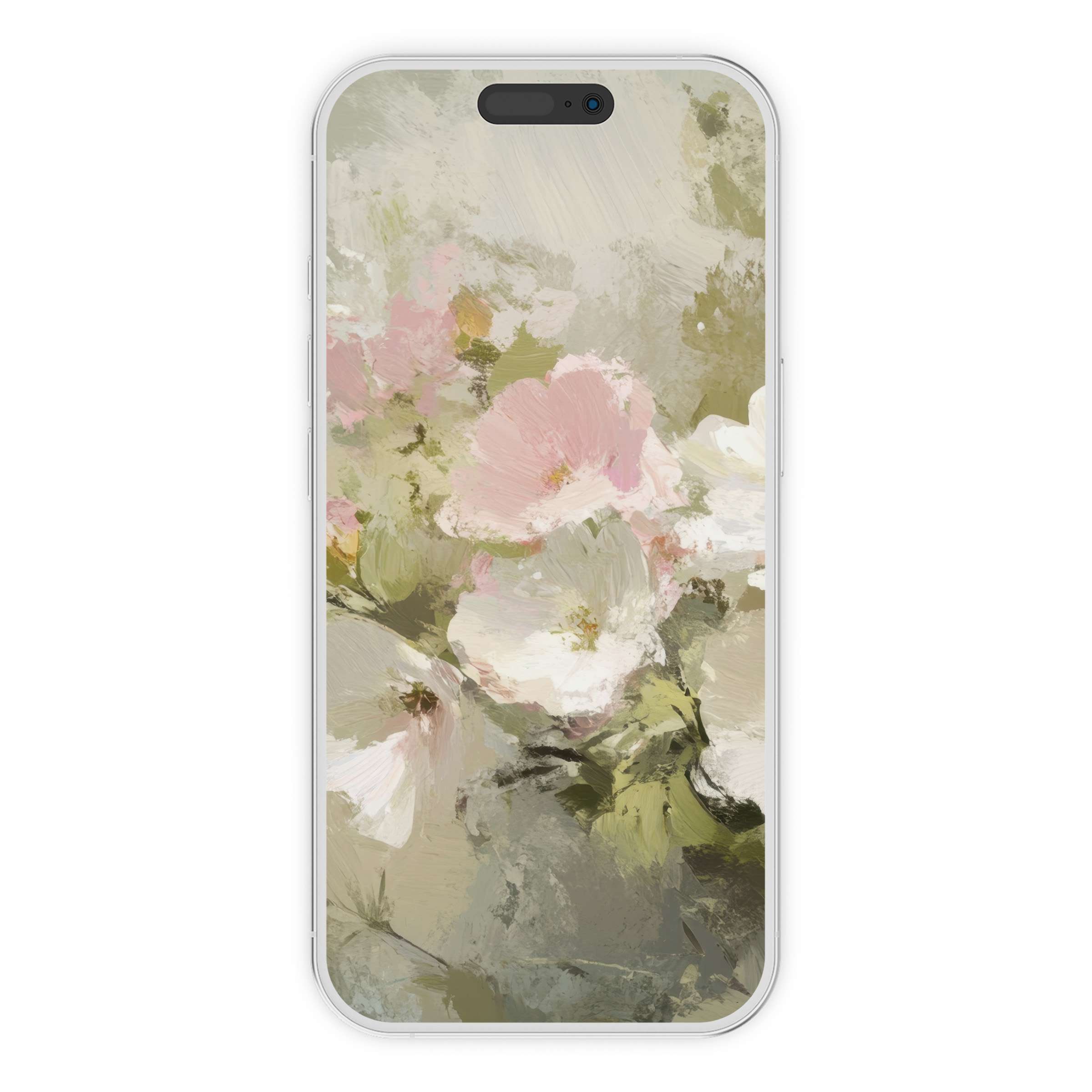 Elegant summer iPhone wallpaper featuring abstract floral brushstrokes for a serene phone background digital download suitable for all devices