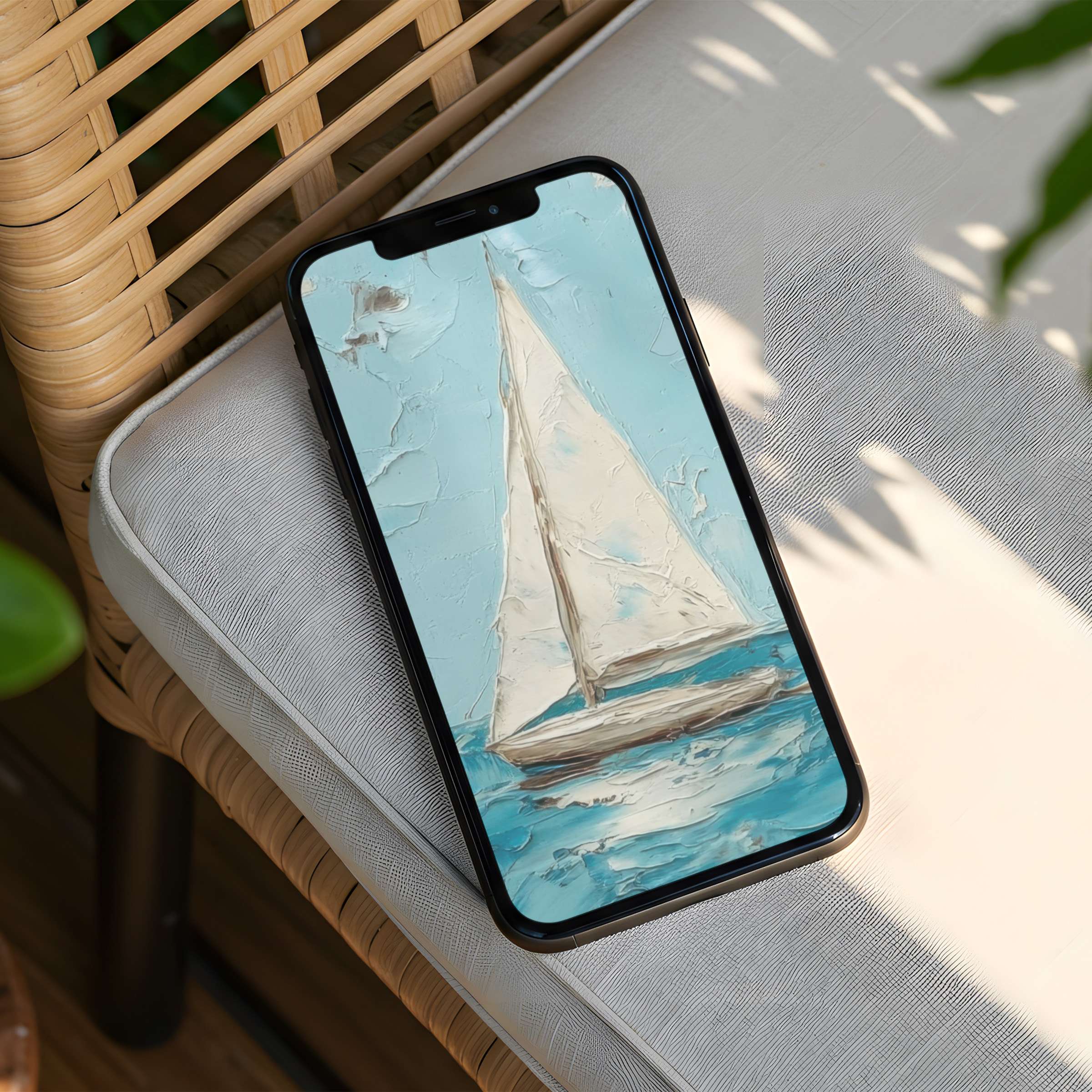 Elegant sailing art in soothing blues and whites for iPhone background instant download fits any phone inspiring calm mindfulness