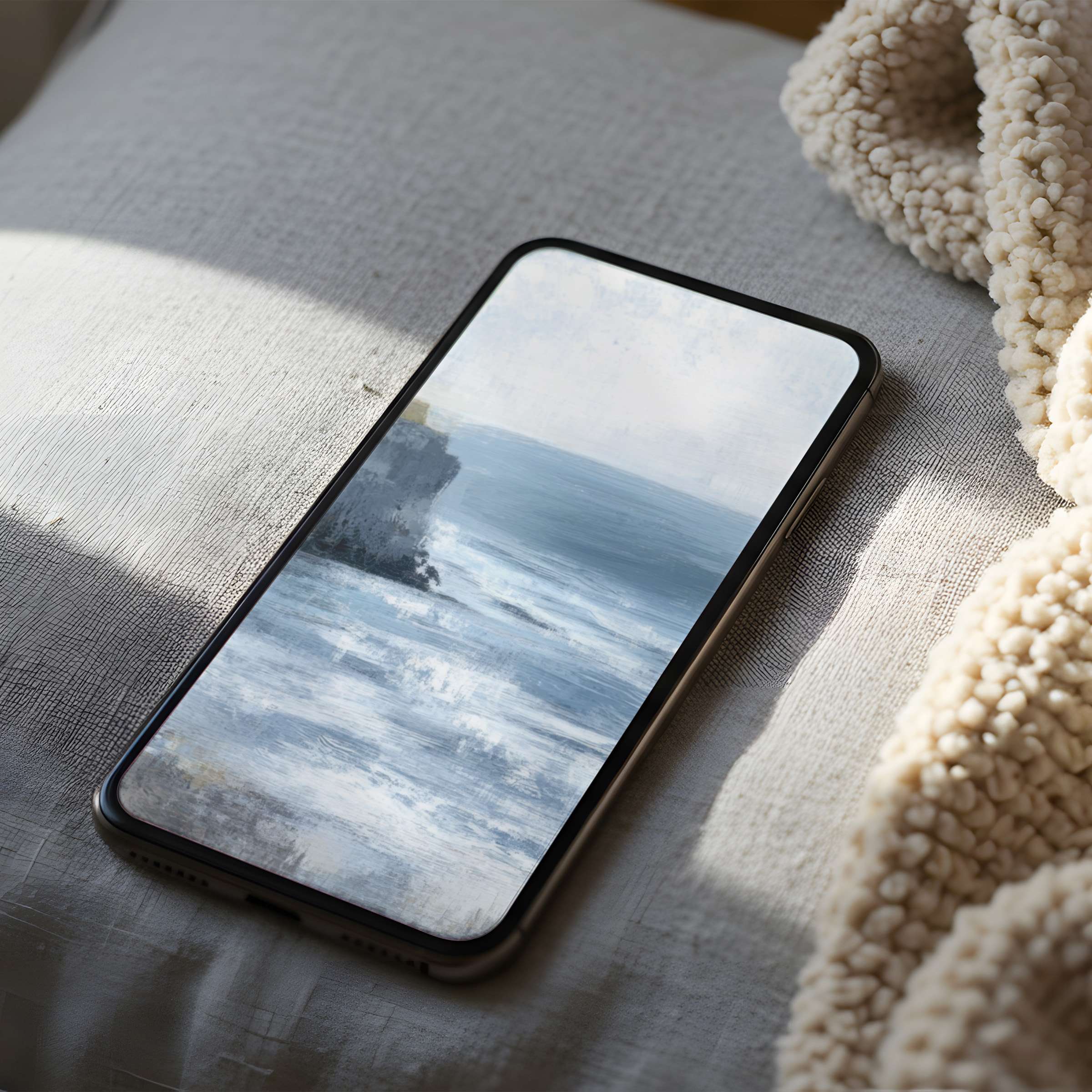 Elegant ocean-inspired phone wallpaper for iPhone or Android, offering serene vibes in high resolution, perfect for digital download