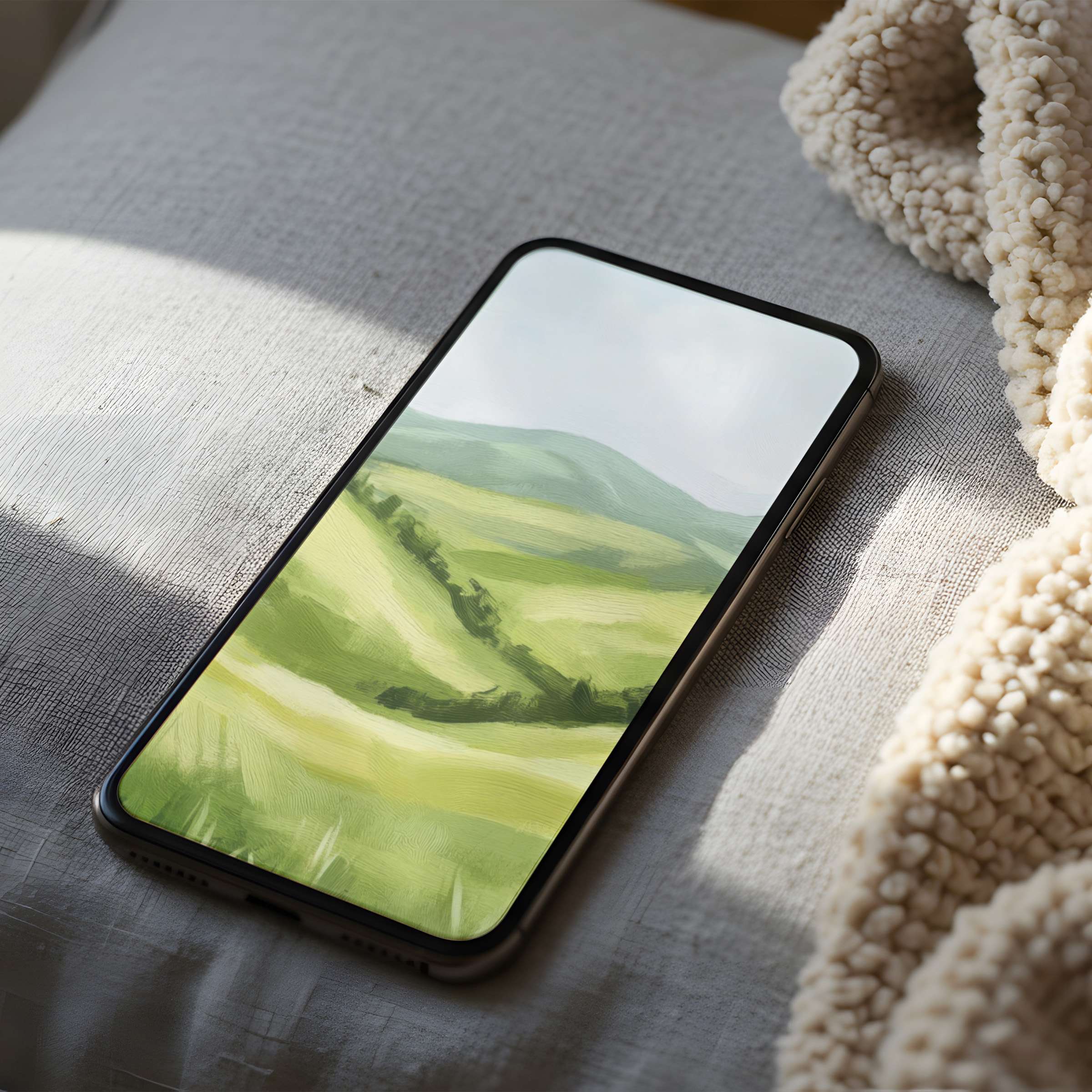 Serene green landscape phone wallpaper in high resolution brings calm elegance to your device suitable for iPhone and Android download