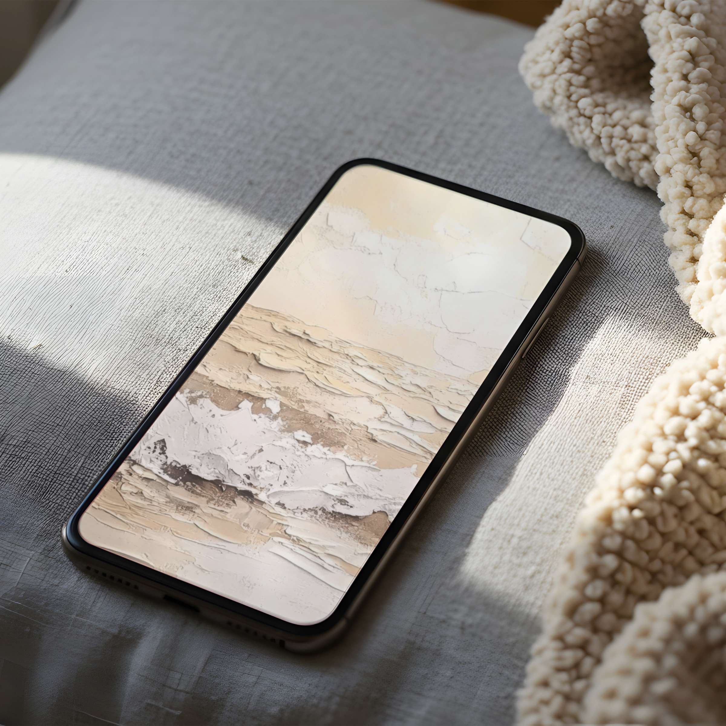 Elegant abstract phone wallpaper in neutral tones offers calming aesthetics for iPhone and android high-resolution digital download