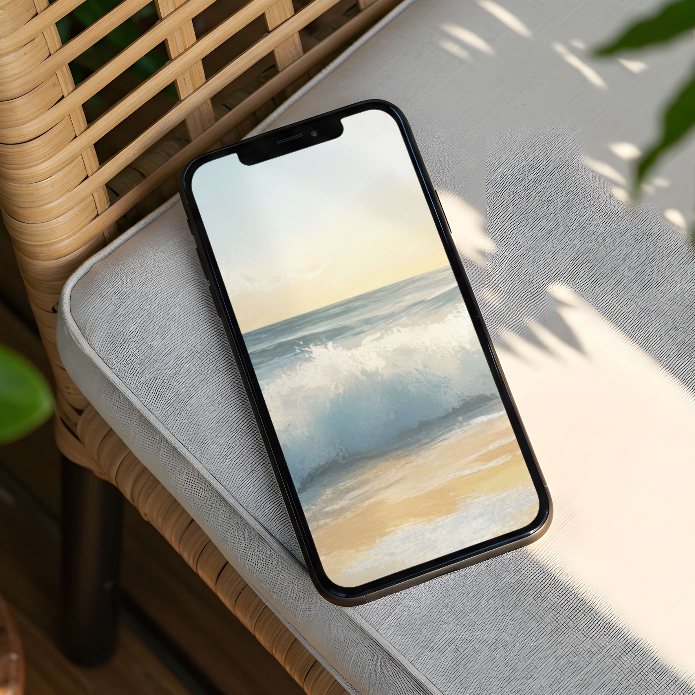 Elegant iPhone background featuring a serene ocean wave, offering calm inspiration for your phone with instant download access