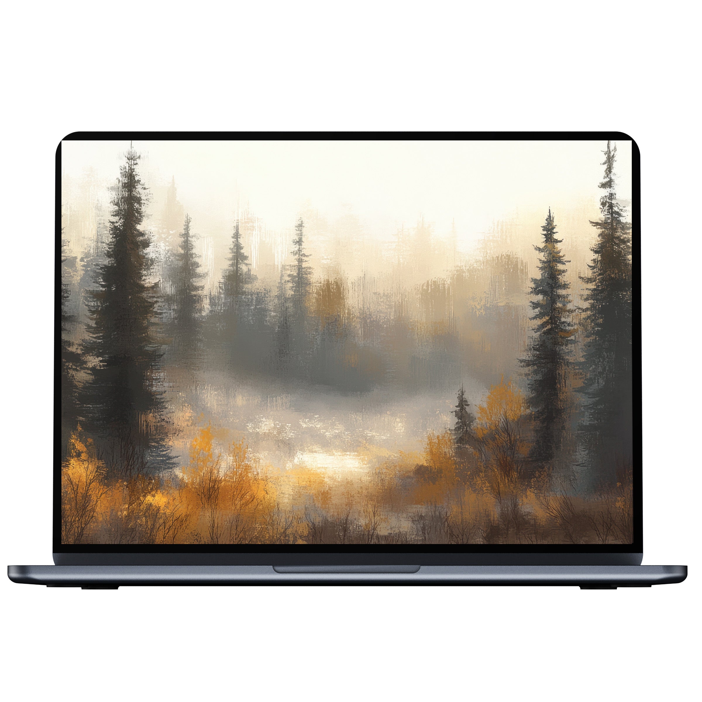 Serene digital download featuring a forest tree desktop wallpaper in warm autumn hues, perfect for PC or laptop ambiance and inspiration