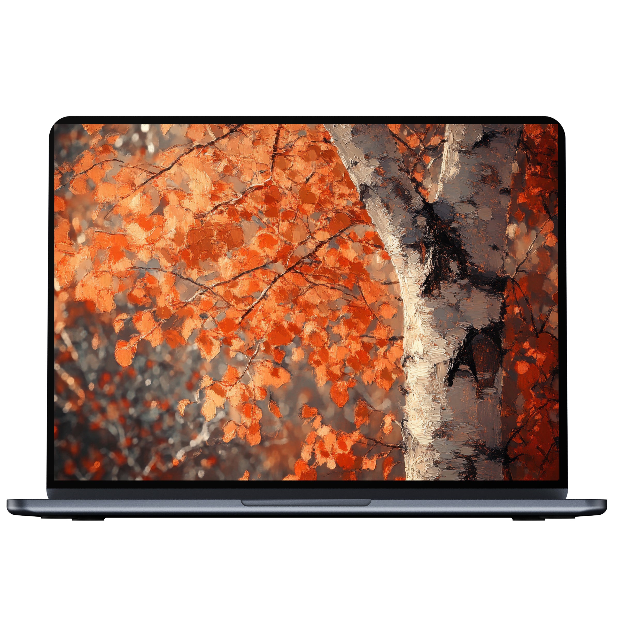 Elegant tree desktop wallpaper with rich autumn hues for PC and laptop digital download inspires calm and mindful creativity