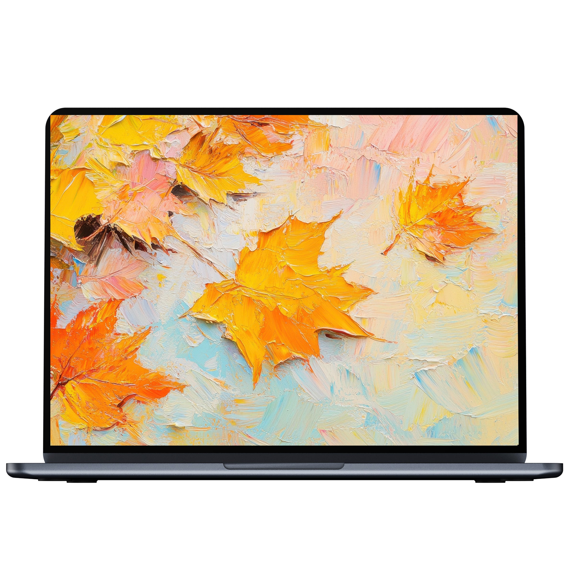 Elegant tree desktop wallpaper with vibrant autumn leaves in warm hues, perfect digital download for PC, laptop, and Mac tranquility