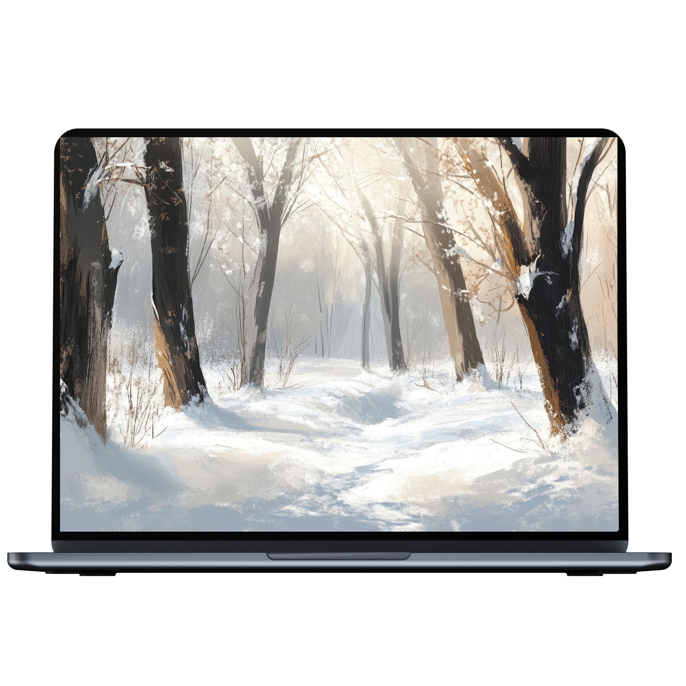 Tree desktop wallpaper featuring a serene winter scene with snow-covered trees offering calm elegance for PC, laptop, and Mac use