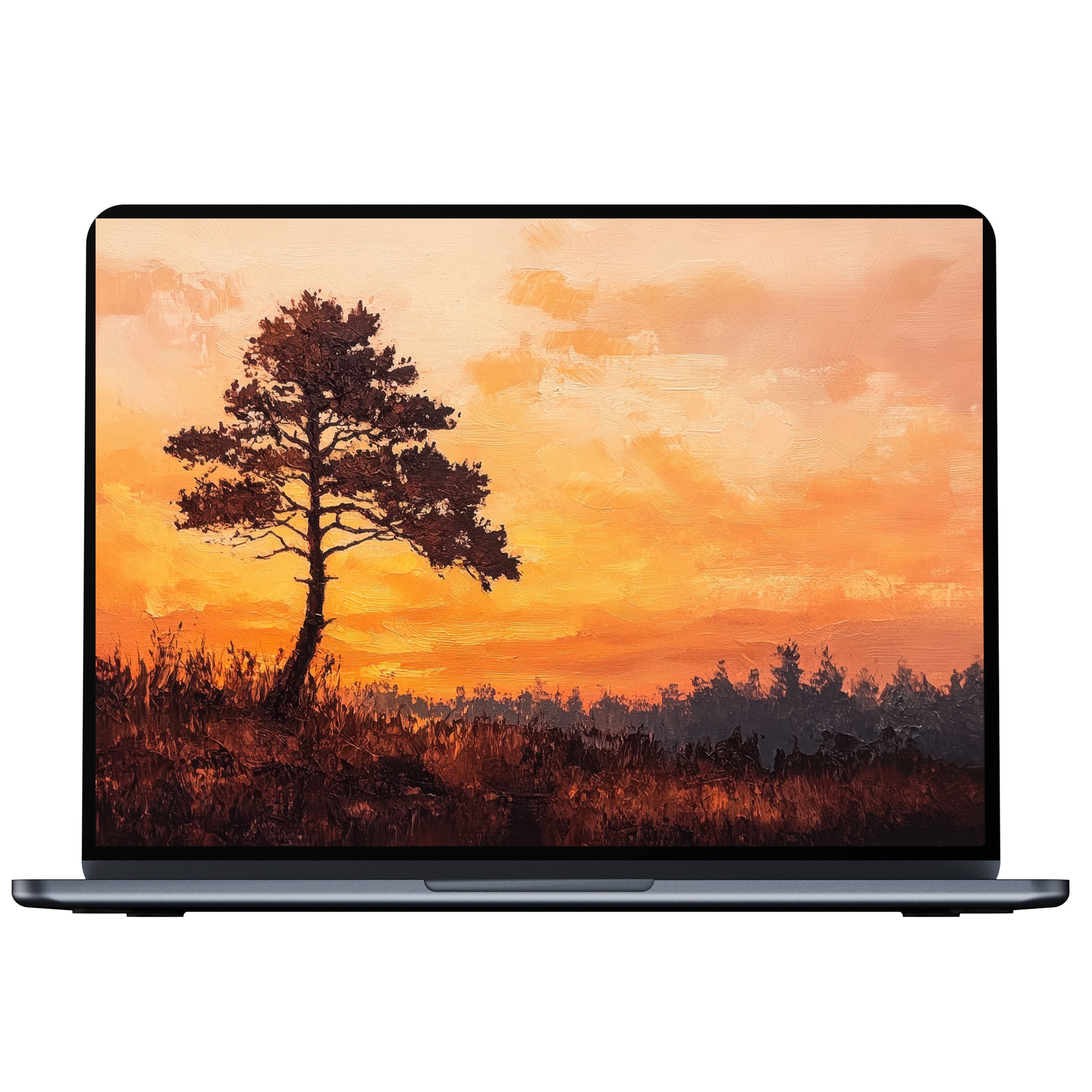 Majestic tree desktop wallpaper for digital download in calming sunset hues enhances PC and laptop with elegance and serenity