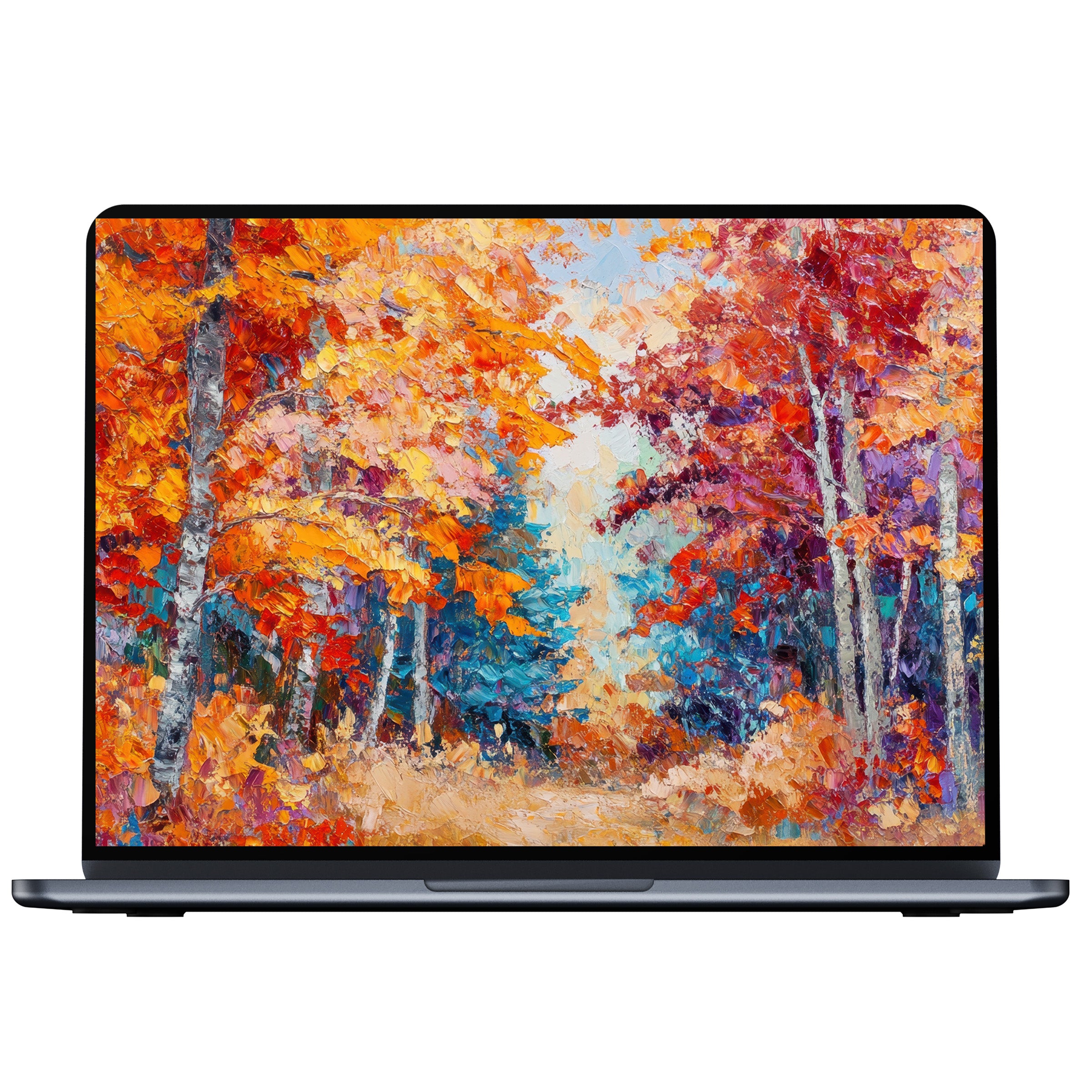 Vibrant tree desktop wallpaper digital download with rich autumn hues offers calm, elegance, and fits PC, laptop, Mac perfectly