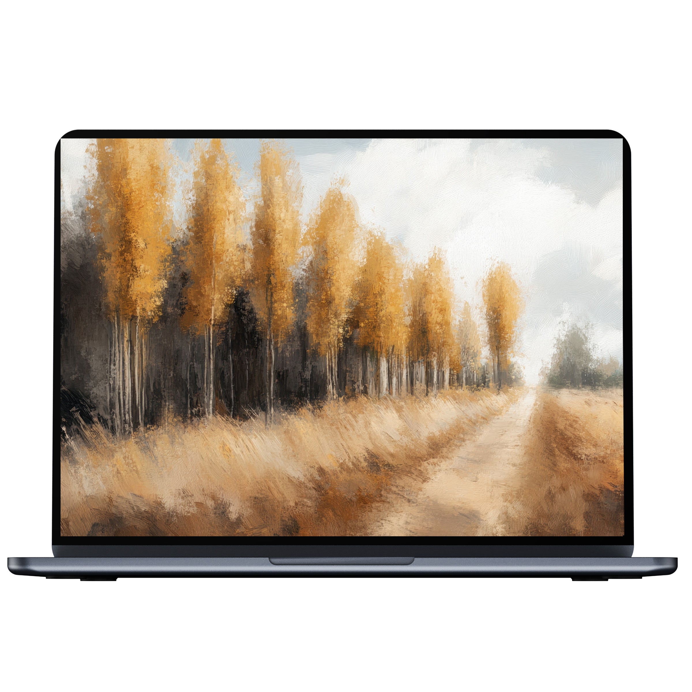 Vibrant tree desktop wallpaper in warm autumn hues offers serene digital download for PC and laptop bringing elegance and calm