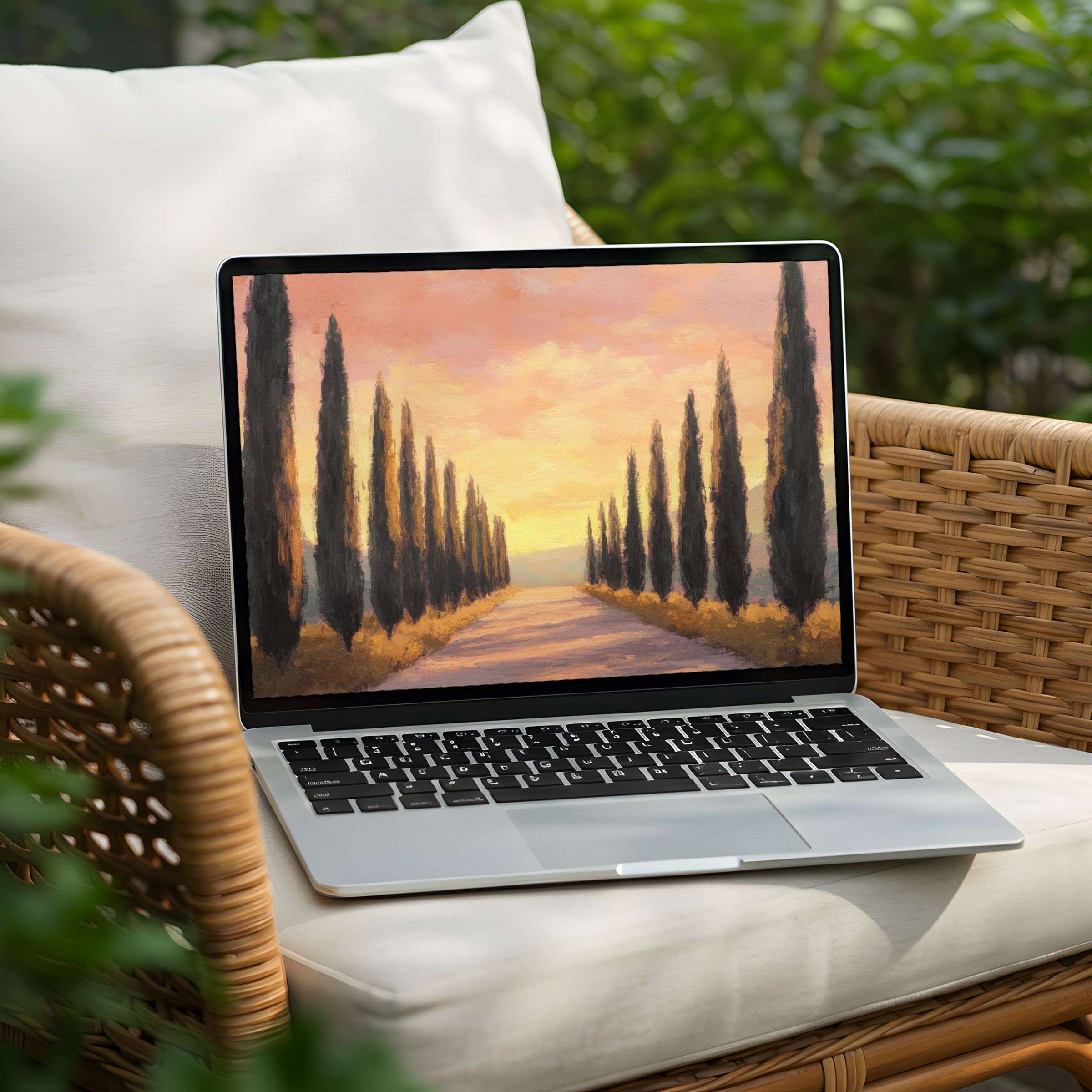 Elegant desktop background with serene sunset and trees offers instant download for PC and Laptop inspiring tranquility and style