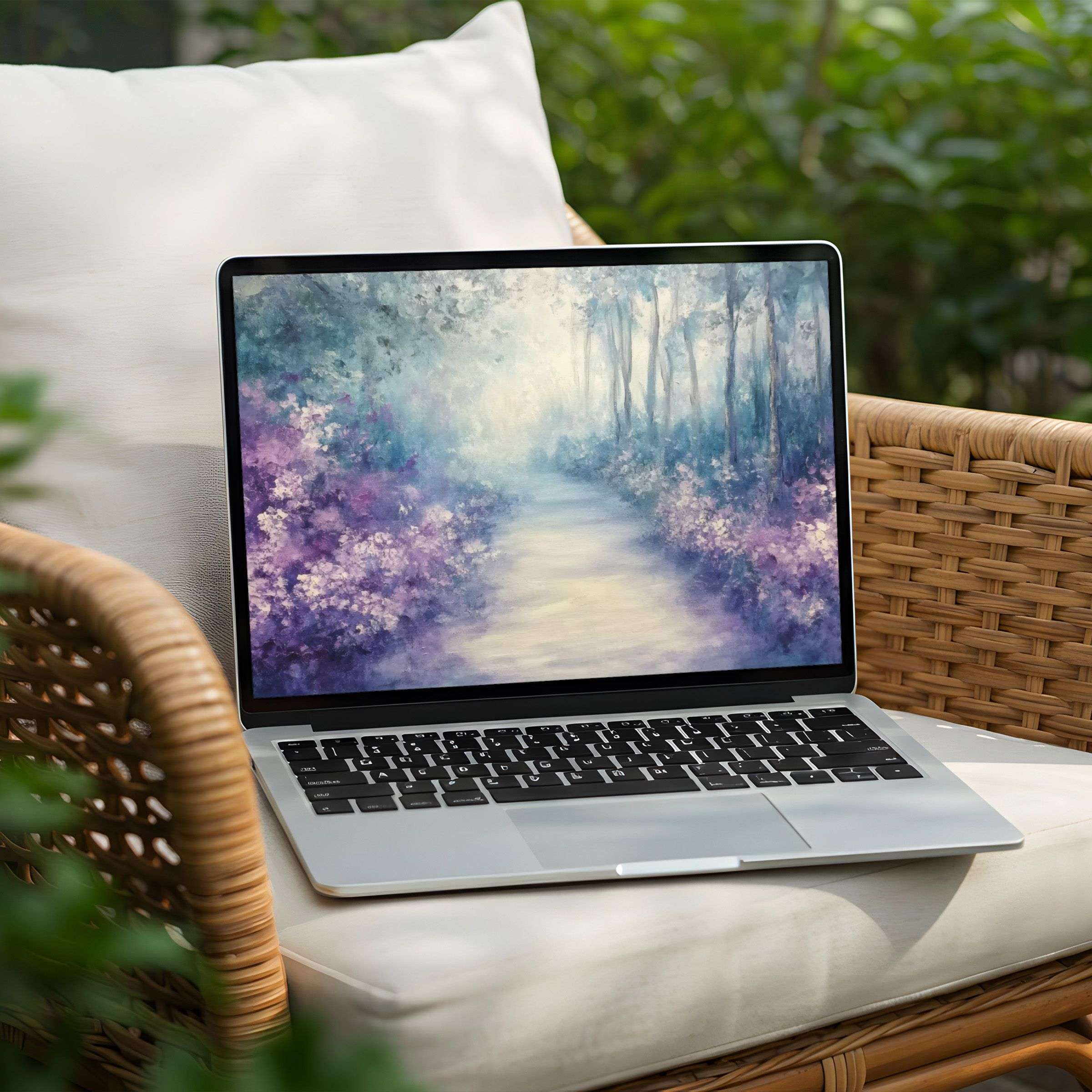 Elegant desktop background featuring a serene forest path for instant download, perfect for PC and Laptop users seeking calm inspiration