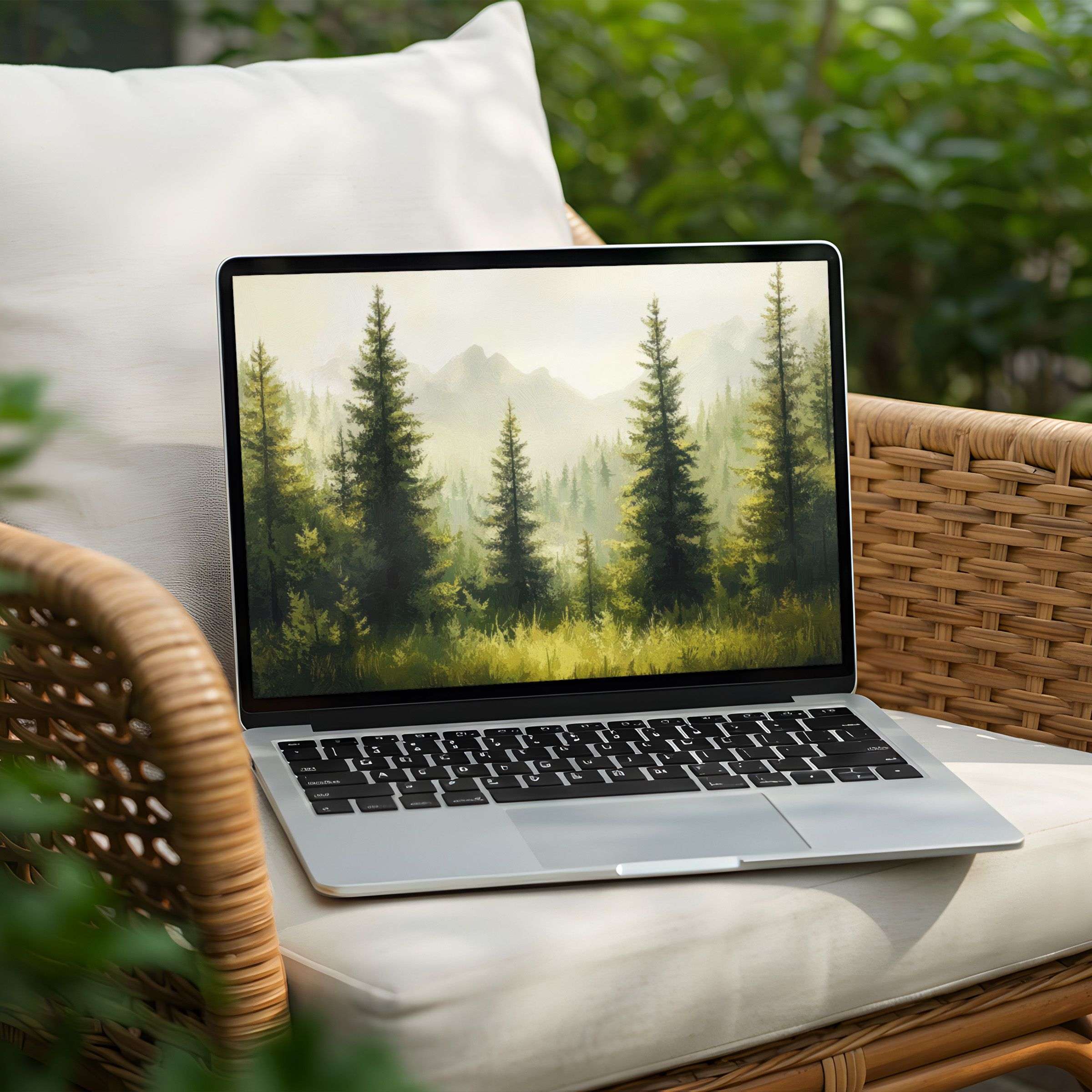 Serene forest landscape for your PC desktop background available as an instant download brings calm elegance to any laptop
