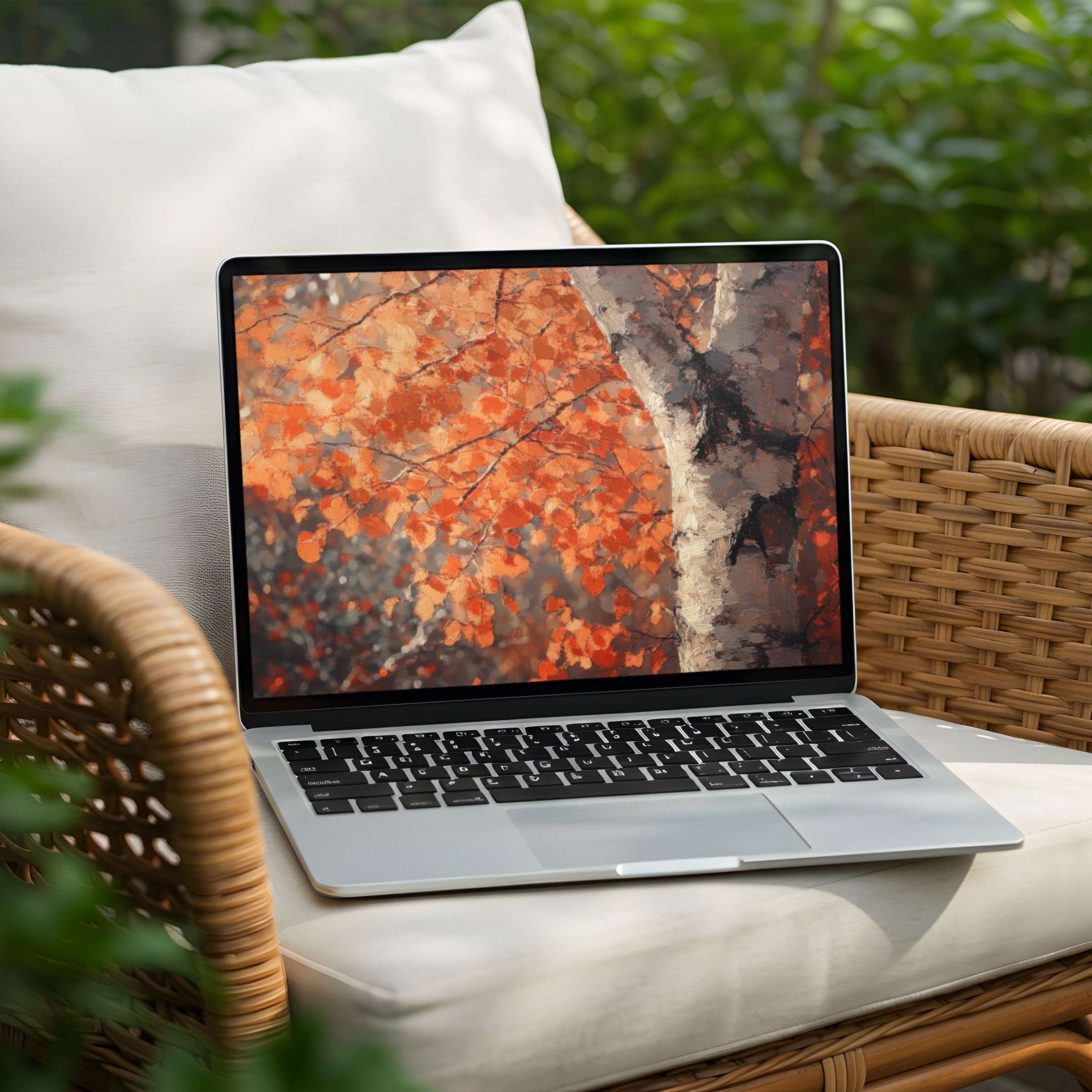 Serene fall leaves art desktop background for instant download on PC and Laptop inspiring calm elegance in design-conscious spaces